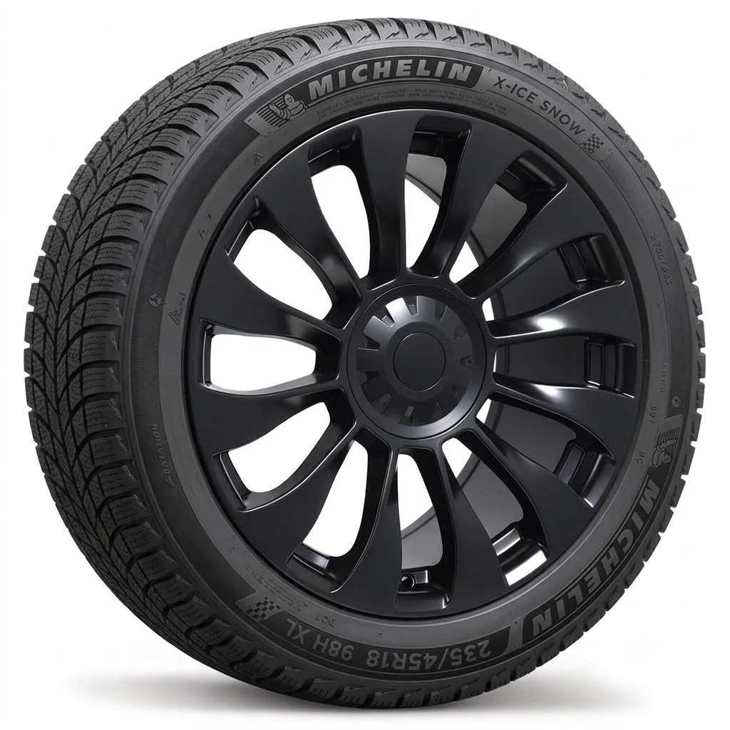 Tesla Model 3 18" Winter Package - Replika R263B Satin Black Rims + Michelin X-Ice Snow Tires