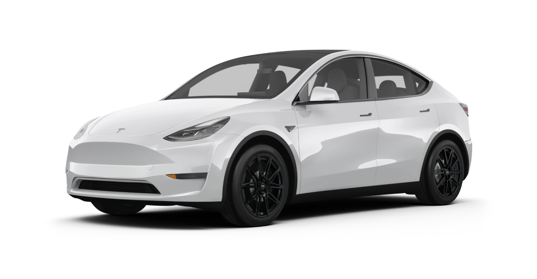 Tesla Model Y with Fast EV rims, front view, on our visualizer.