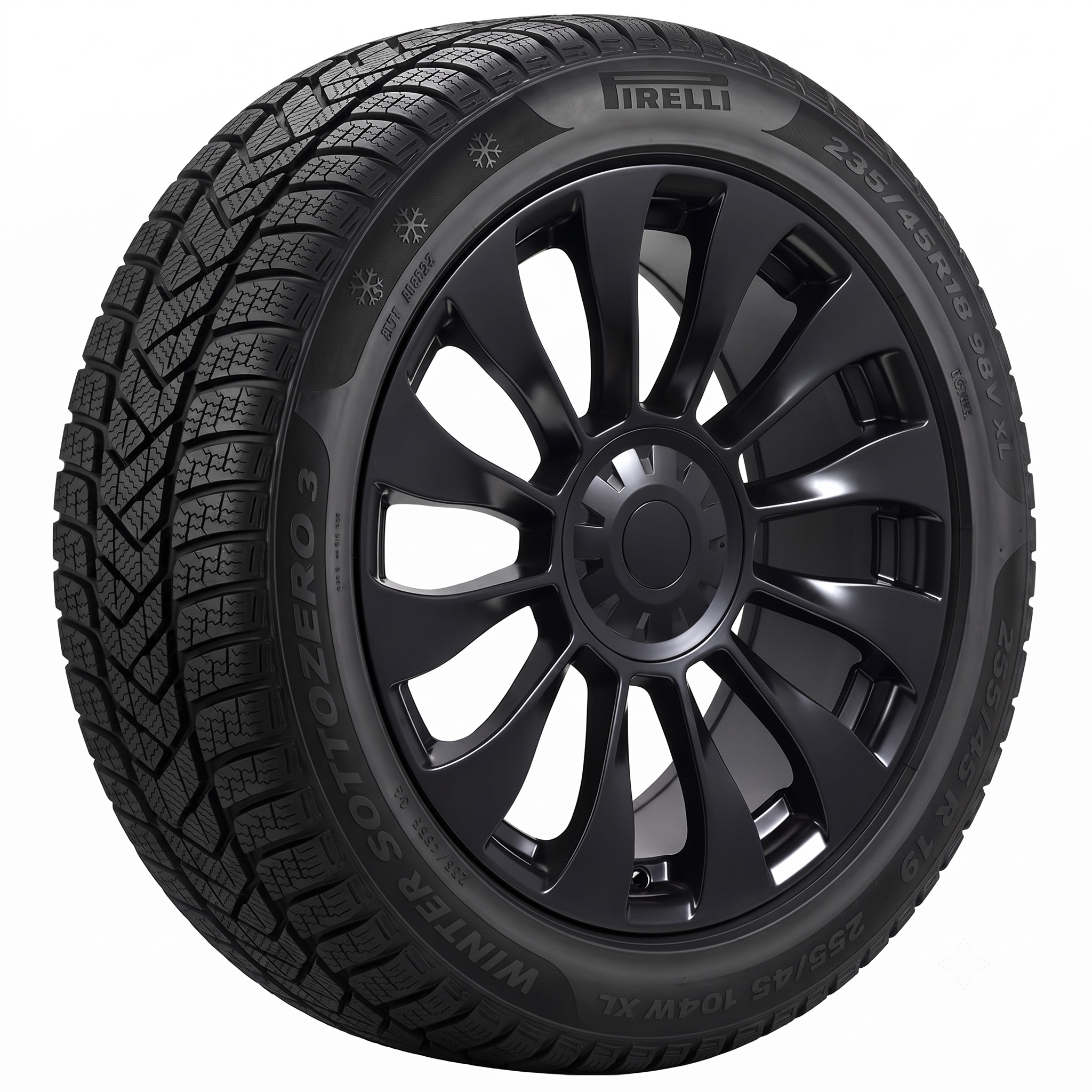 Tesla Model Y 19" Winter Package - Replika R263B Satin Black Rims + Pirelli Winter Sottozero 3 Tires