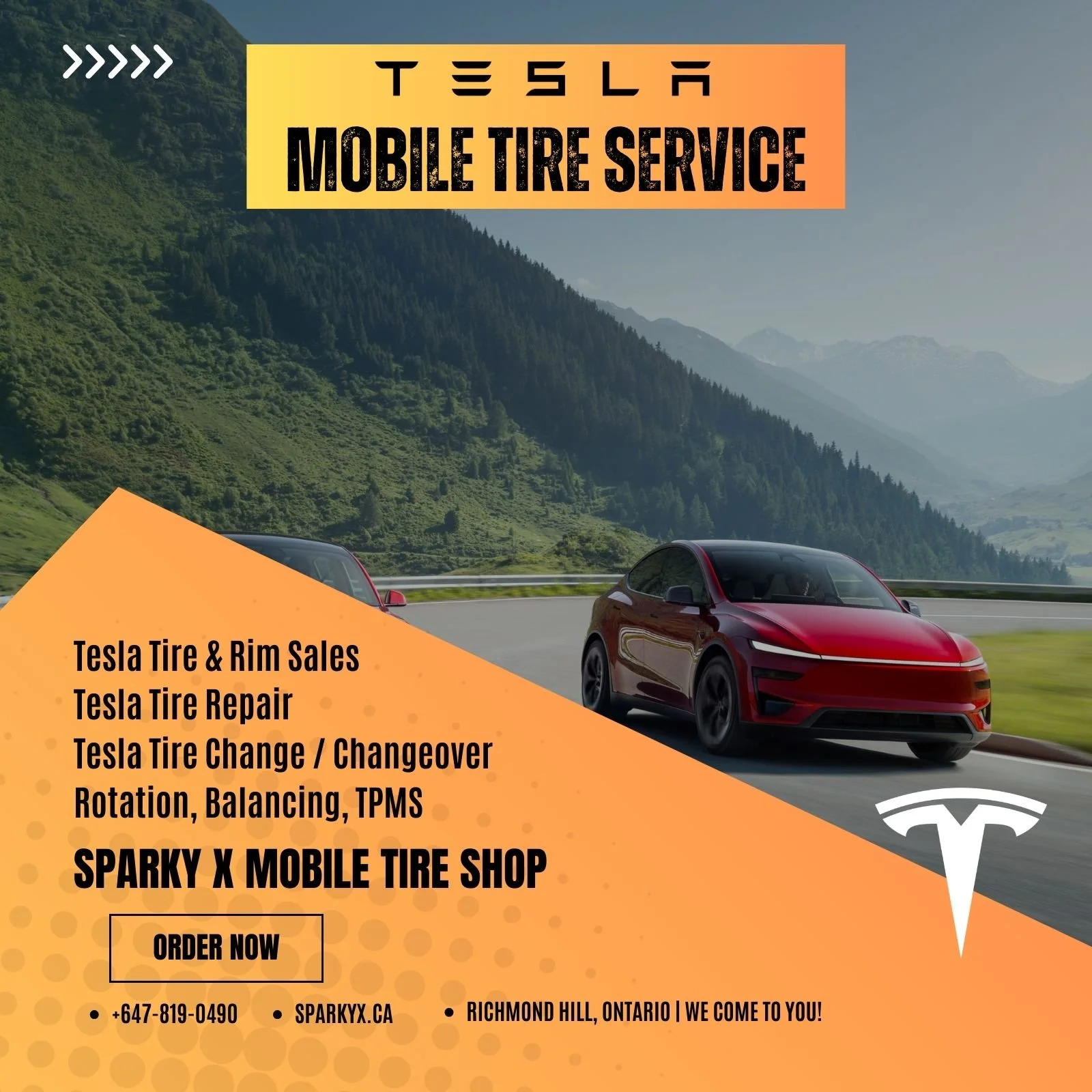 Tesla mobile tire service in Richmond Hill, Ontario, by Sparky X.
