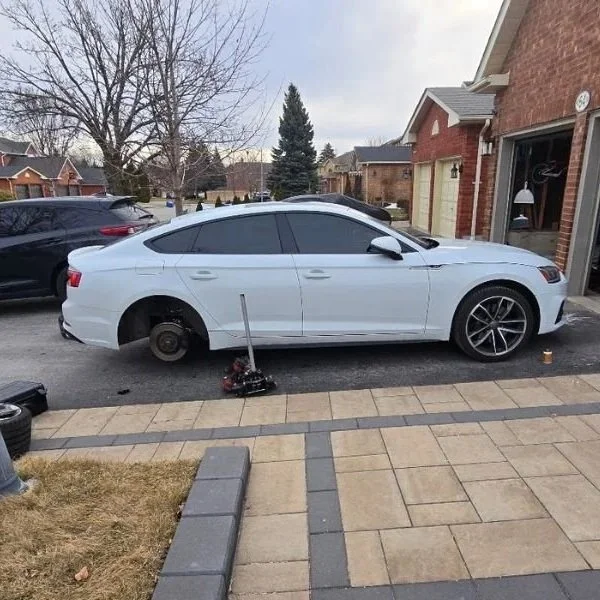 Providing mobile tire change at home in Whitby, Ontario.