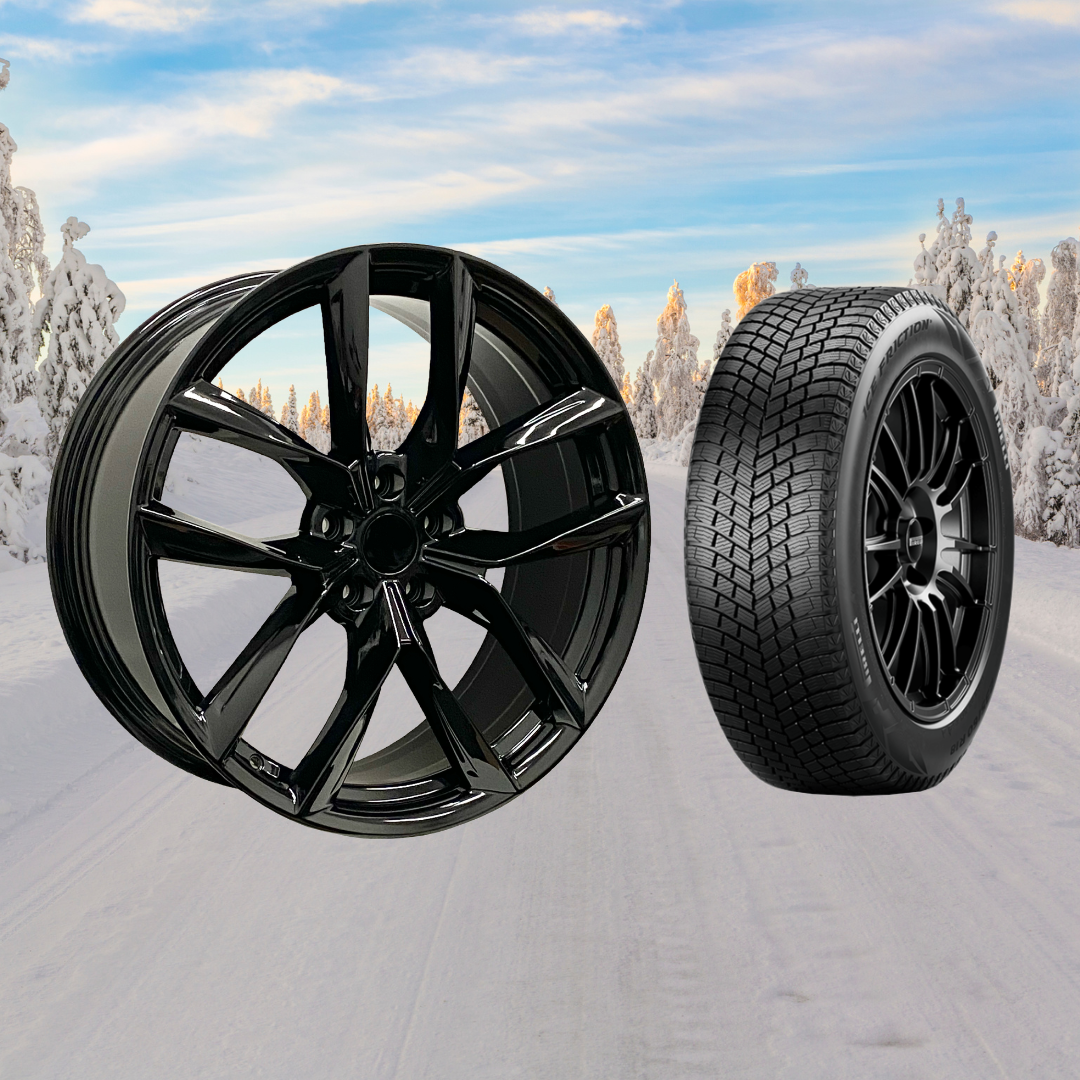 Tesla Model 3 18" Winter Package - TS3GB Gloss Black Rims + Pirelli Ice Friction Tires