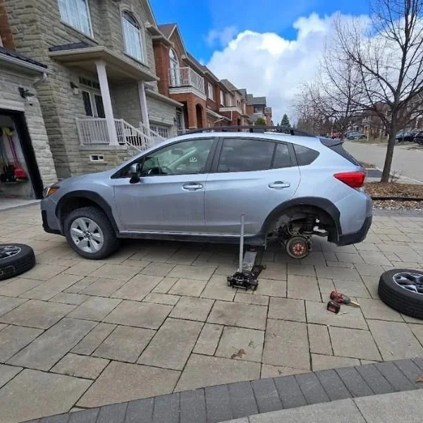Providing mobile tire change at home in Oshawa, Ontario.