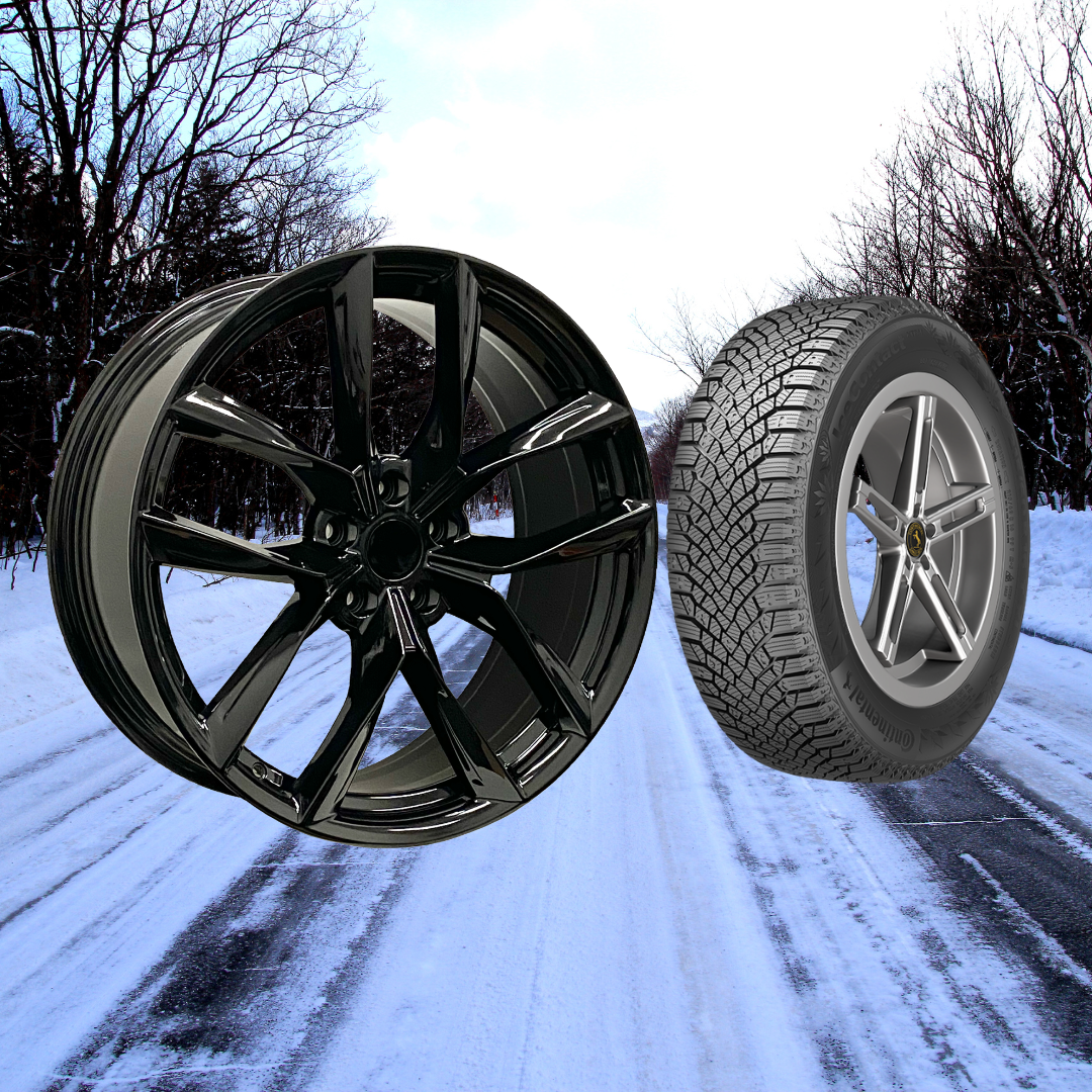 Tesla Model 3 18" Winter Package - TS3GB Gloss Black Rims + Continental IceContact XTRM Tires