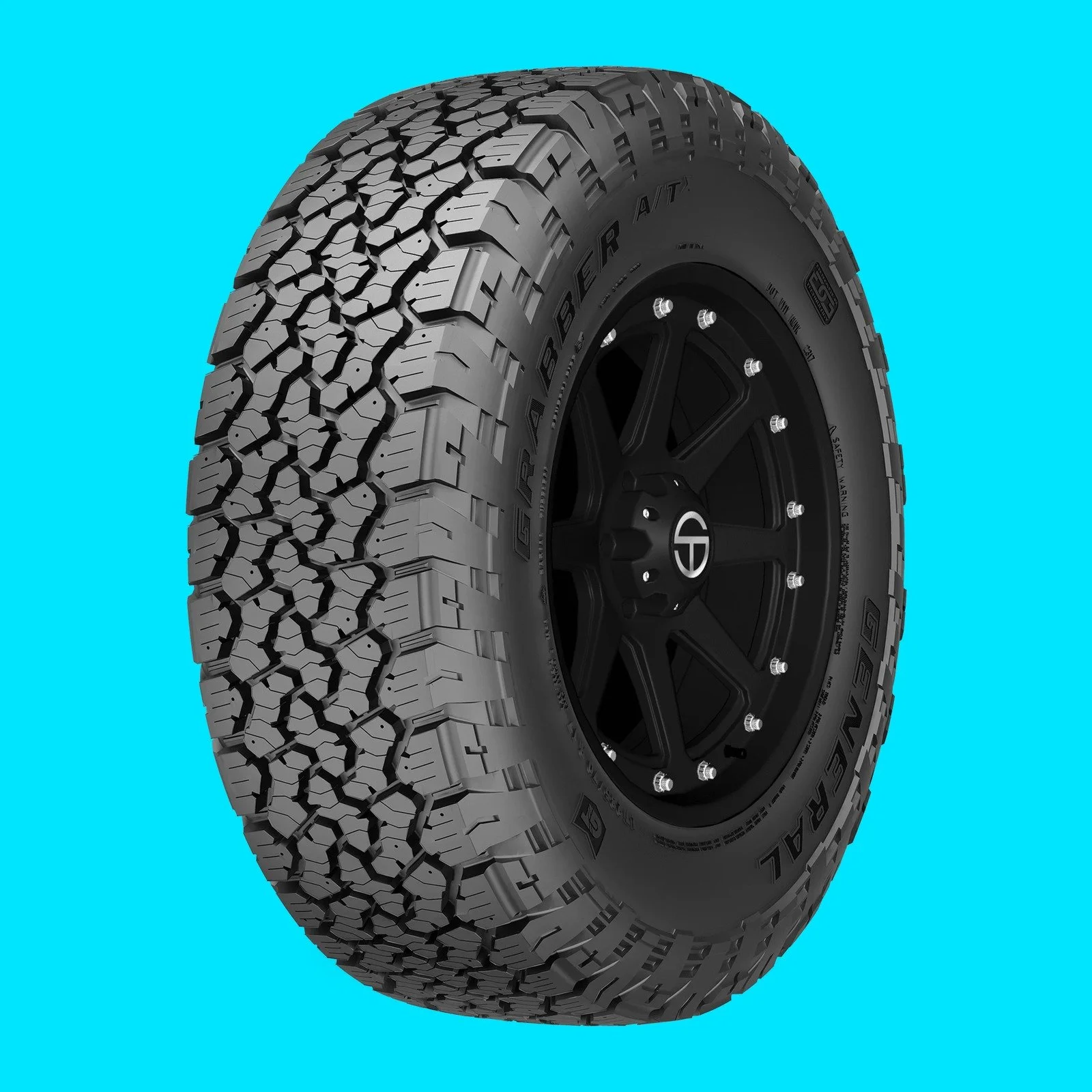 General Grabber A/TX all-terrain tire on an arctic cyan background