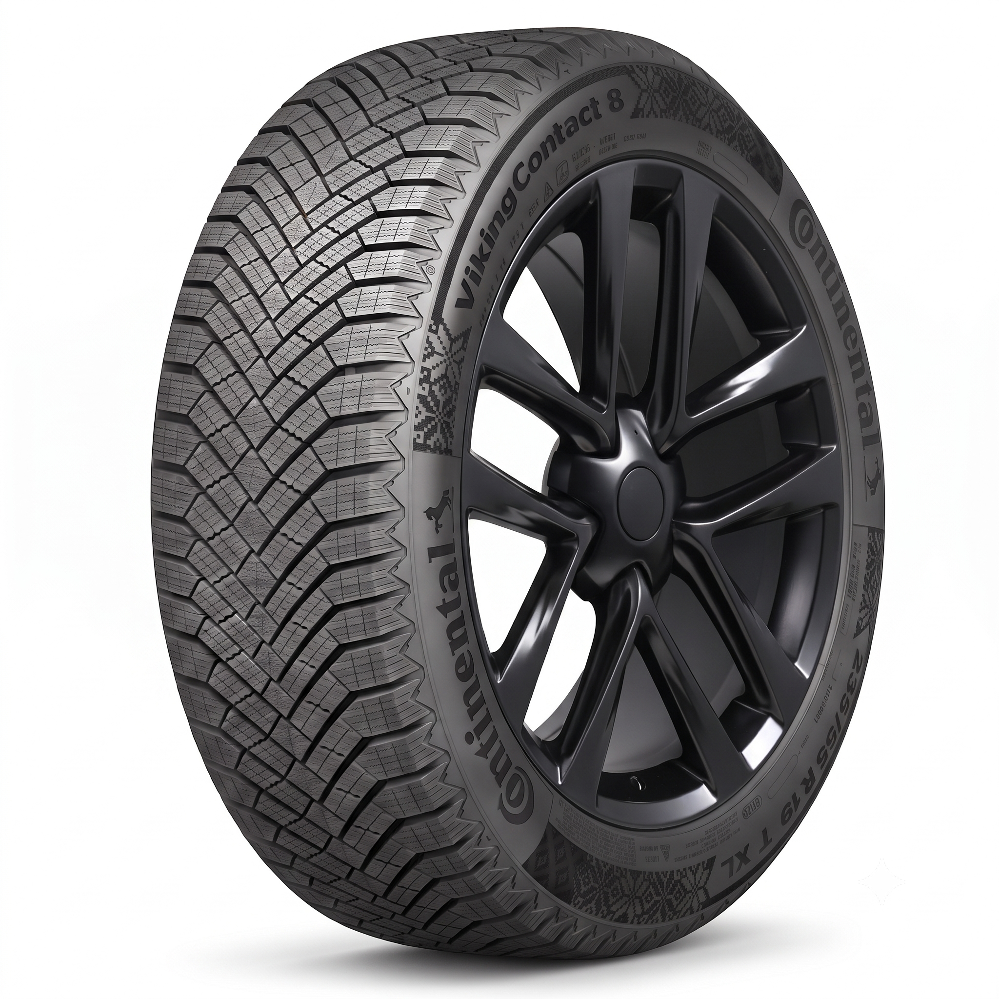 Tesla Model Y 19" Winter Package - Replika R264B Satin Black Rims + Continental VikingContact 8 Tires