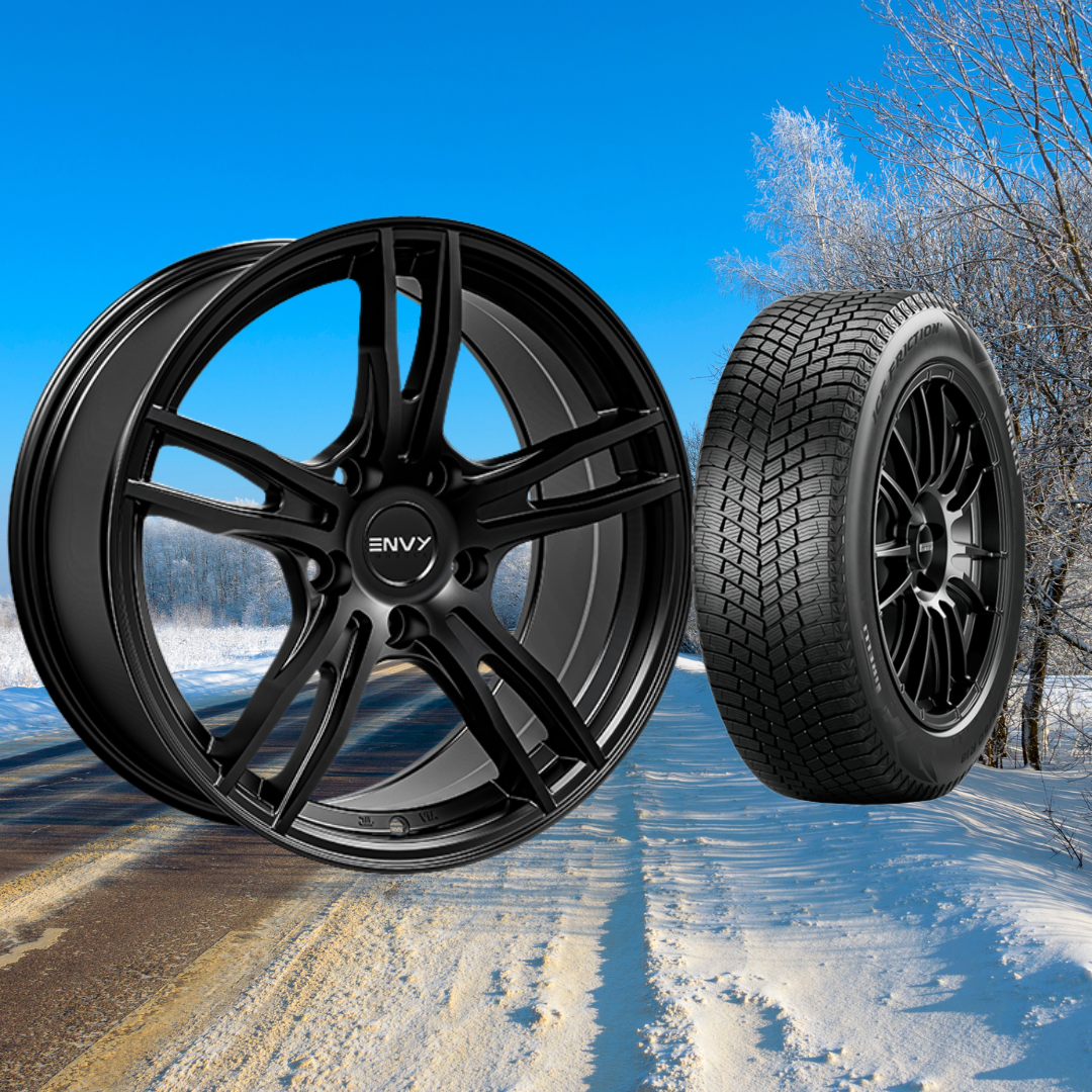 Tesla Model 3 18" Winter Package - ENVY 546SB EV-5 Satin Black Rims + Pirelli Ice Friction Tires