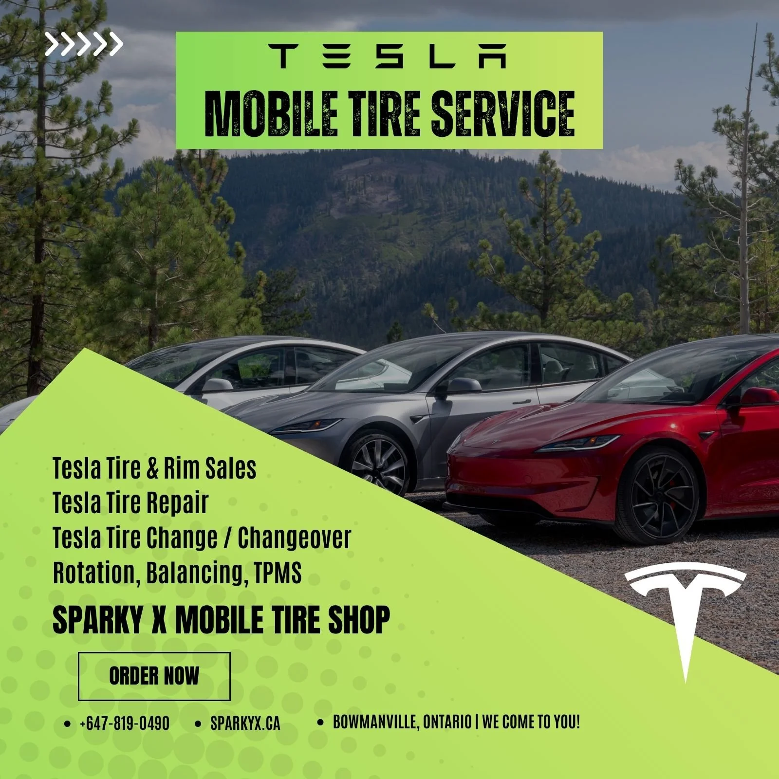 Tesla mobile tire service in Bowmanville, Ontario, by Sparky X.