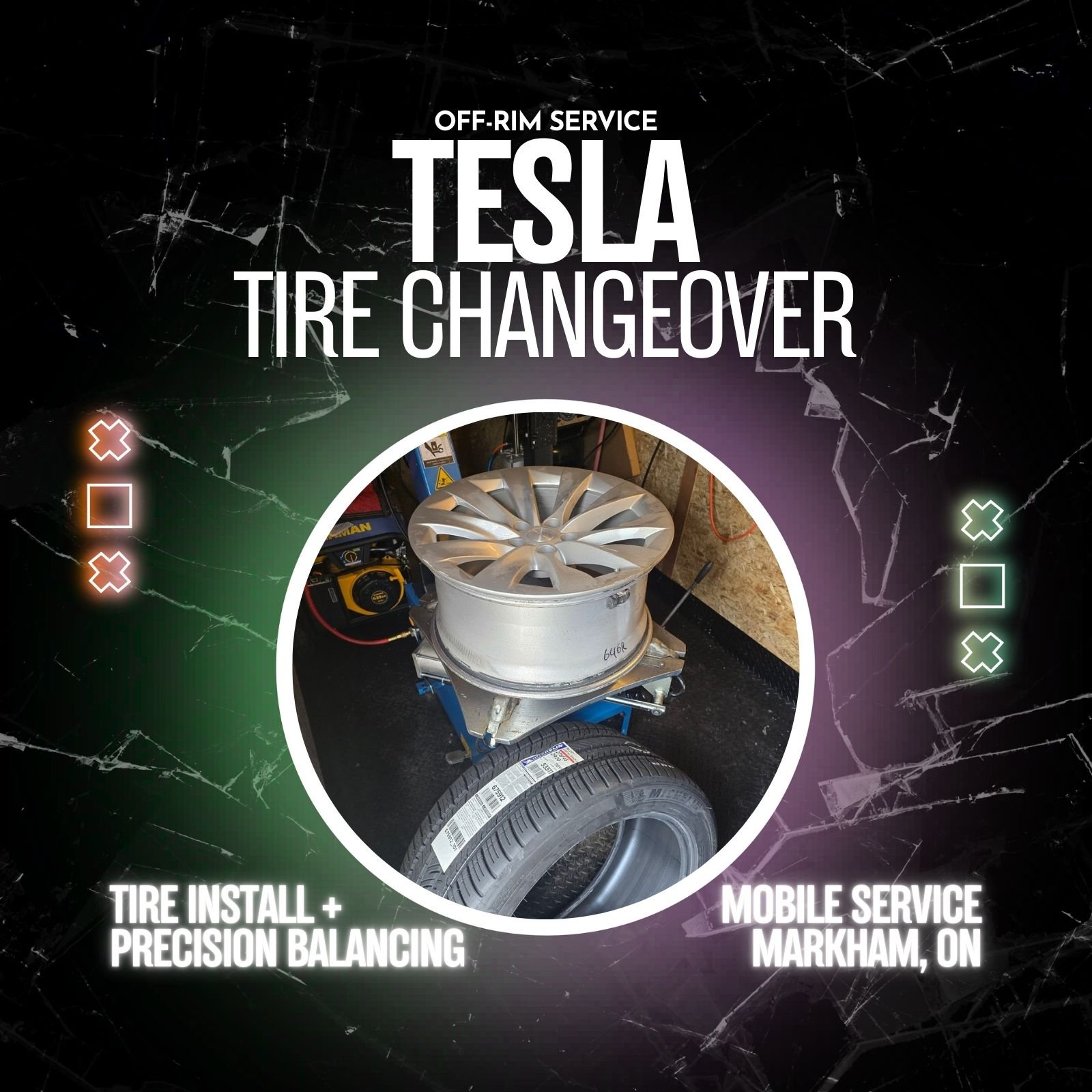 Tesla Mobile Tire Changeover in Markham (Off-Rim)