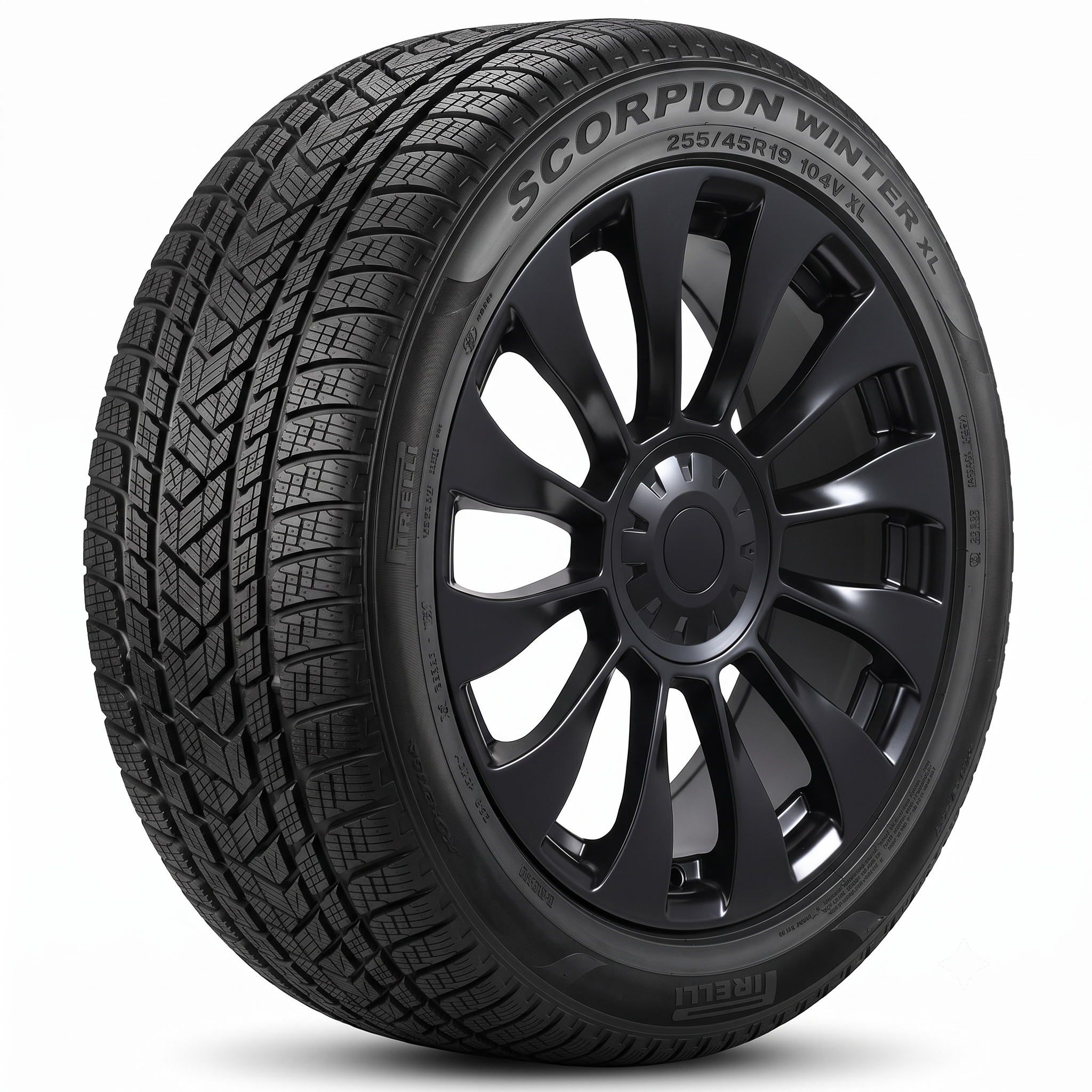 Tesla Model Y 19" Winter Package - Replika R263B Satin Black Rims + Pirelli Scorpion Winter Tires