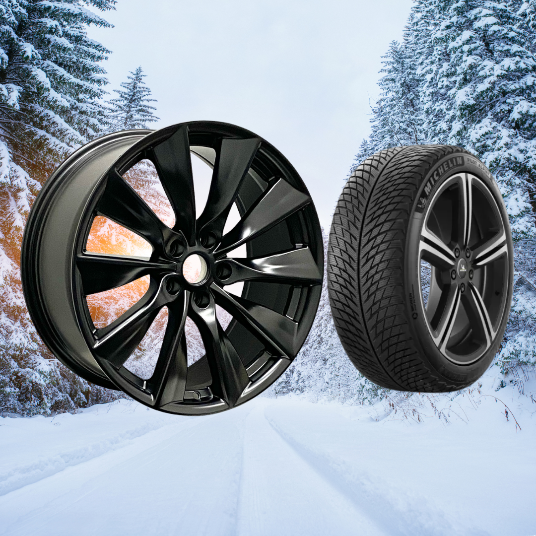 Tesla Model 3 18" Winter Package - TS1B Matte Black Rims + Michelin Pilot Alpin 5 Tires