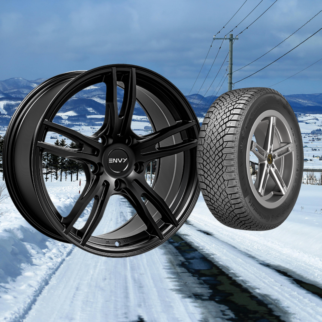 Tesla Model 3 18" Winter Package - ENVY 546SB EV-5 Satin Black Rims + Continental IceContact XTRM Tires