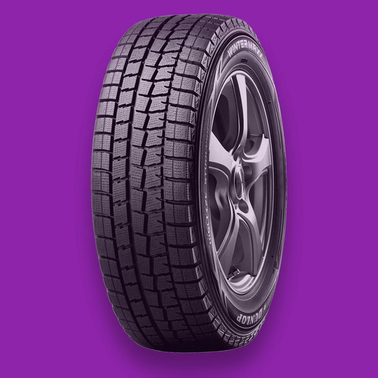 Dunlop Winter Maxx WM02 winter tire on a violet background