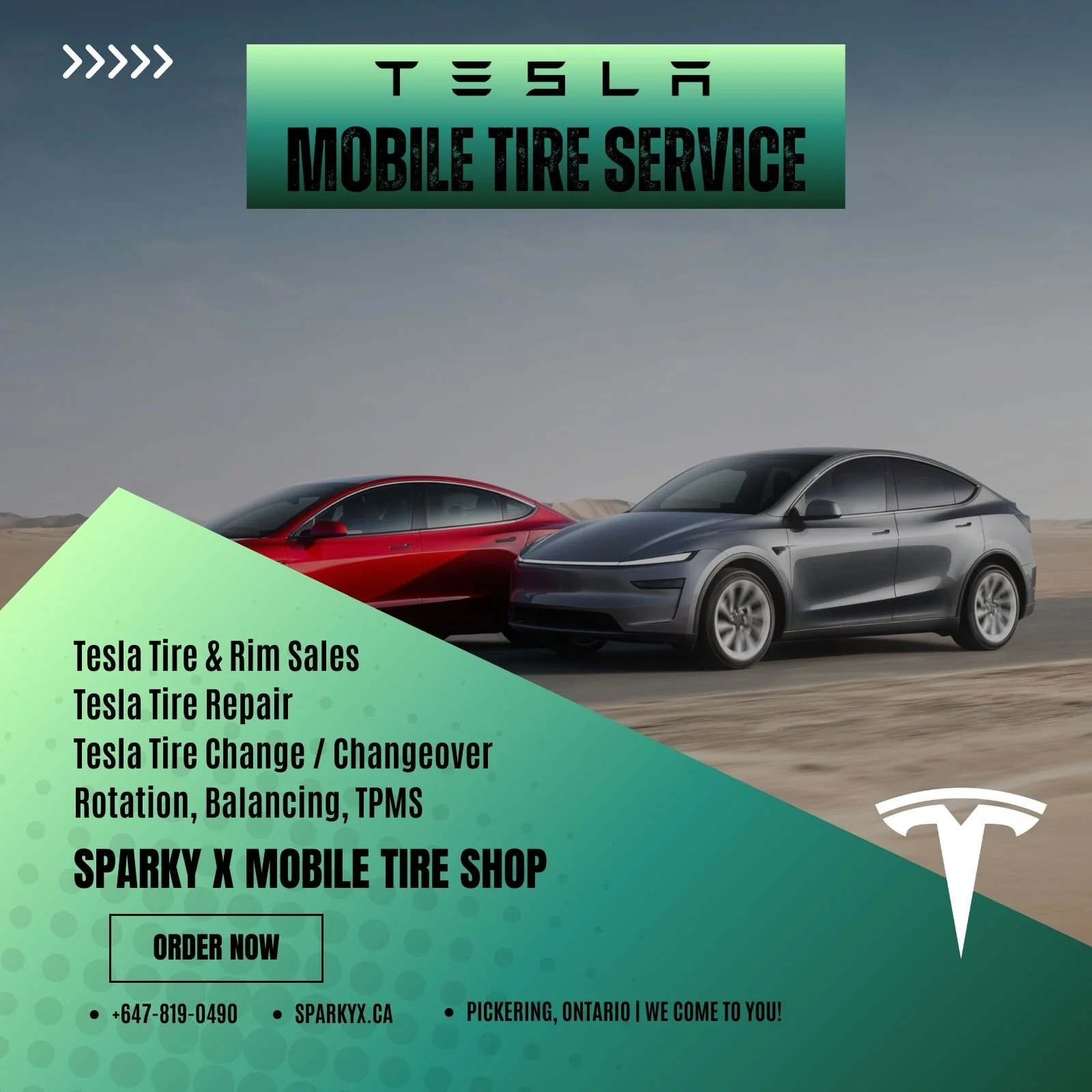 Tesla Mobile Tire Service in Pickering, Ontario