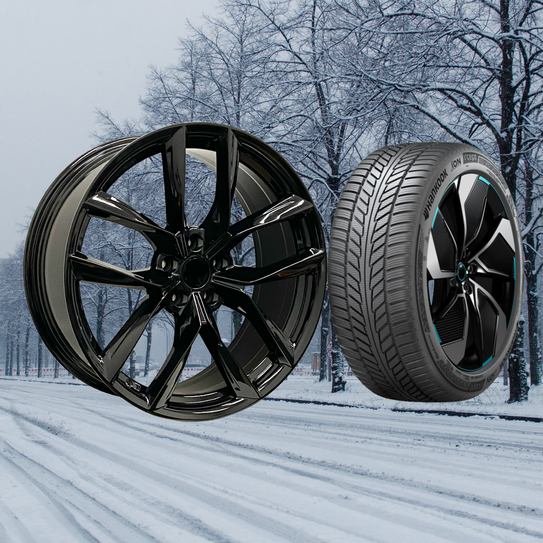 Tesla Model 3 18" Winter Package - TS3GB Gloss Black Rims + Hankook iON i*cept EV Tires