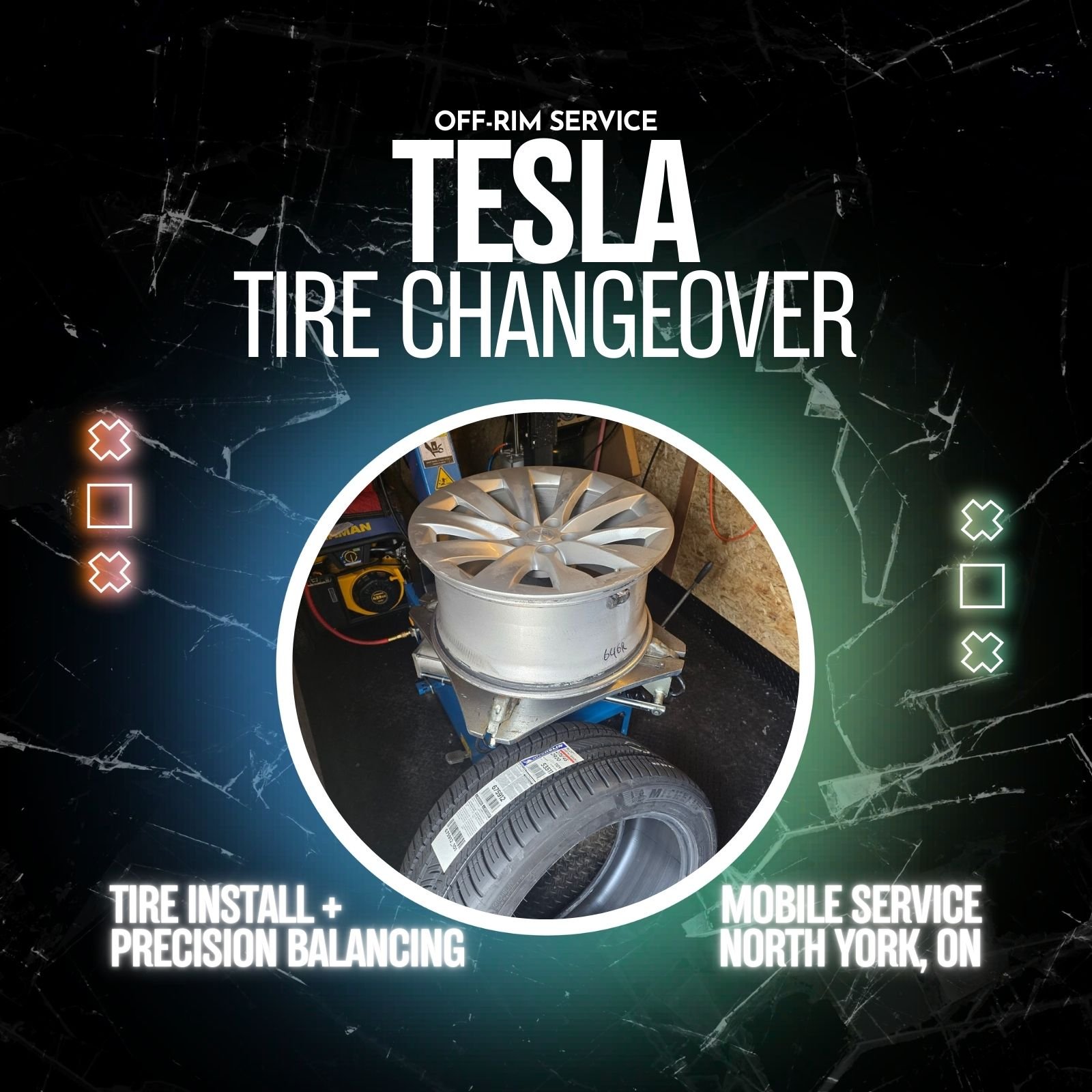 Tesla Mobile Tire Changeover in North York (Off-Rim)