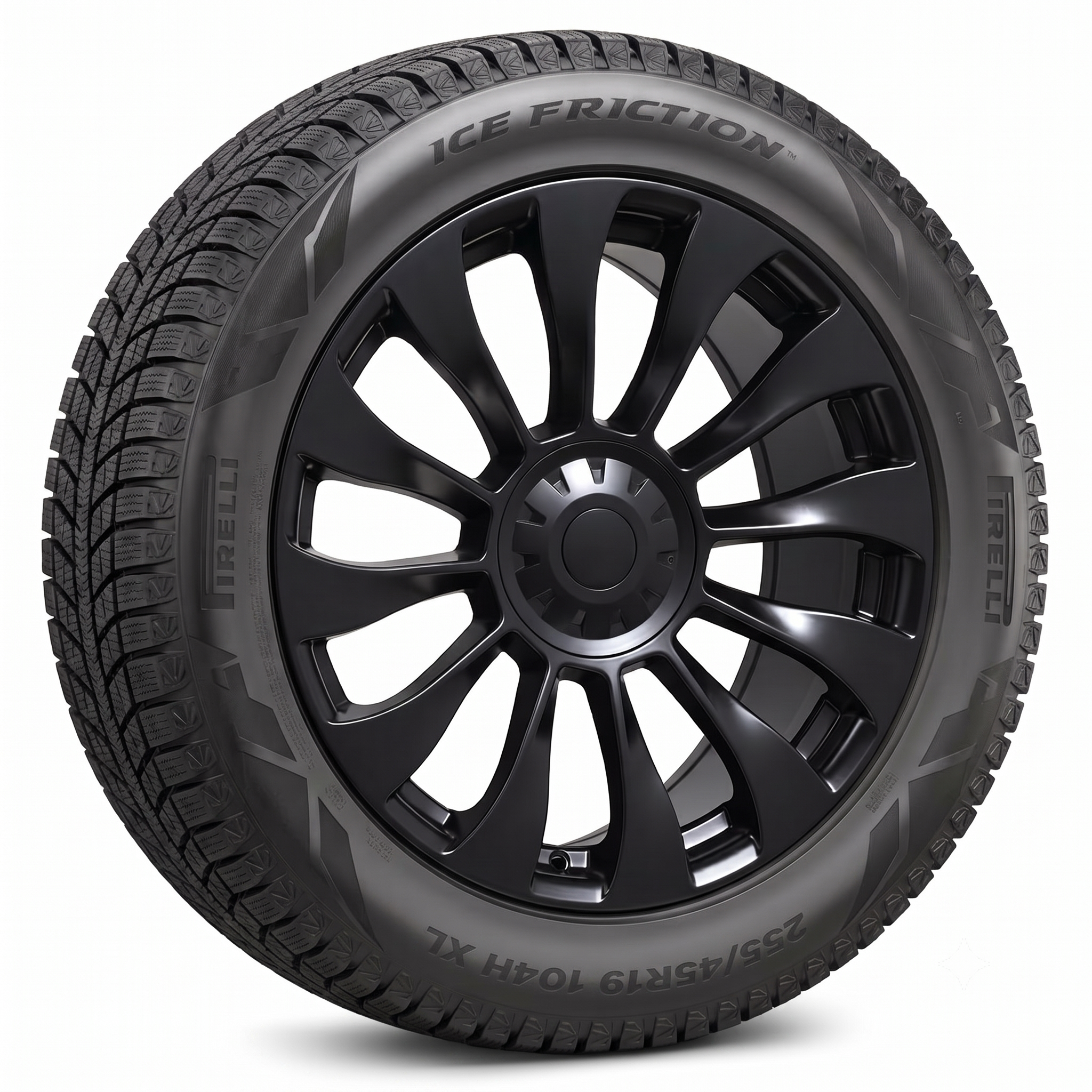 Tesla Model Y 19" Winter Package - Replika R263B Satin Black Rims + Pirelli Ice Friction Tires