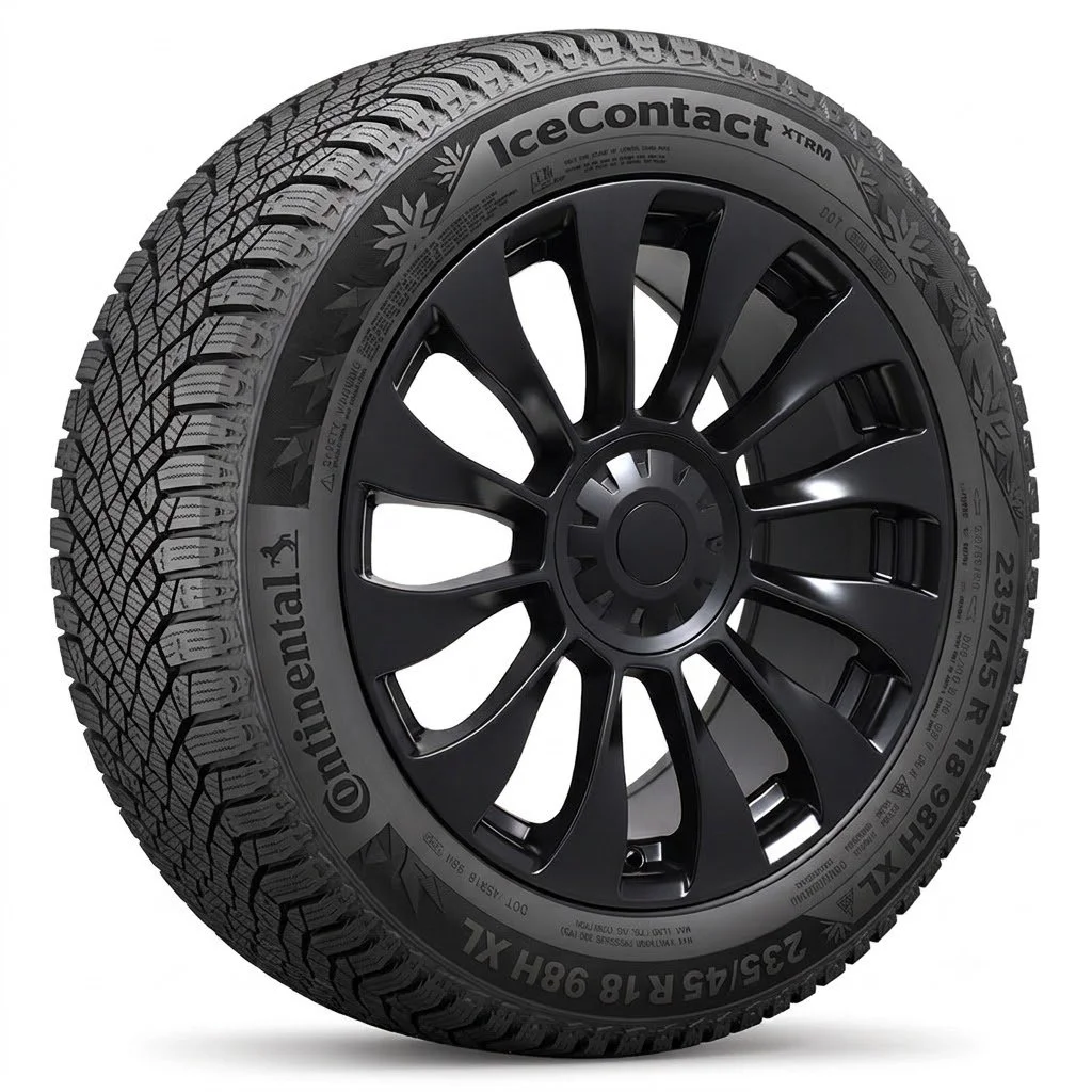 Tesla Model 3 18" Winter Package - Replika R263B Satin Black Rims + Continental IceContact XTRM Tires