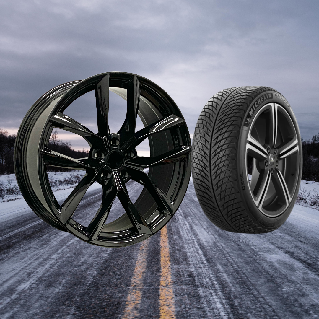 Tesla Model 3 18" Winter Package - TS3GB Gloss Black Rims + Michelin Pilot Alpin 5 Tires