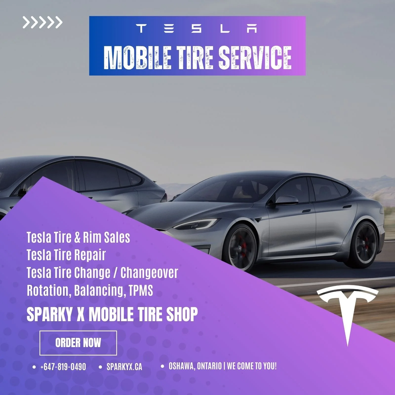 Tesla mobile tire service in Oshawa, Ontario, by Sparky X.