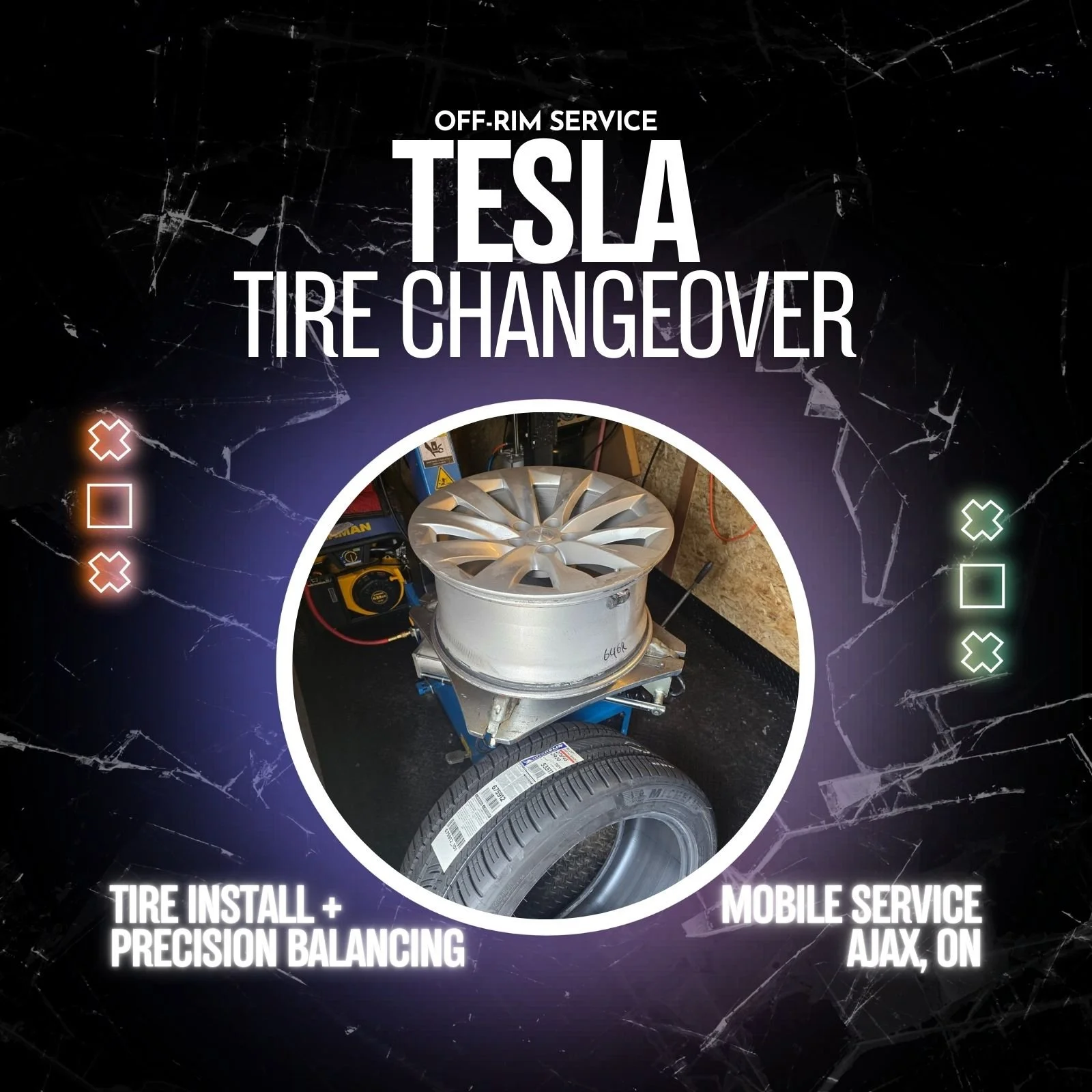 Tesla Mobile Tire Changeover in Ajax (Off-Rim)