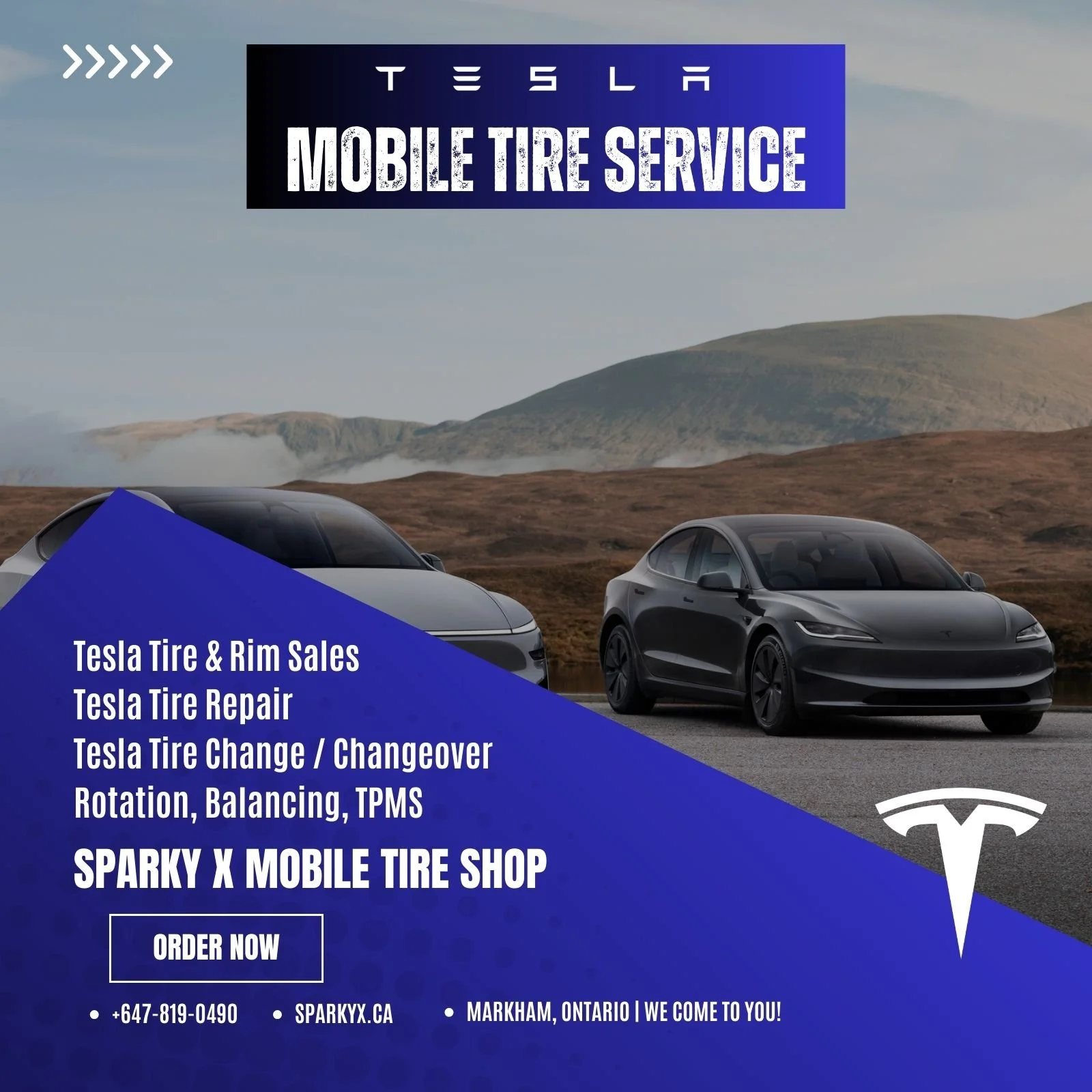 Tesla Mobile Tire Service in Markham, Ontario