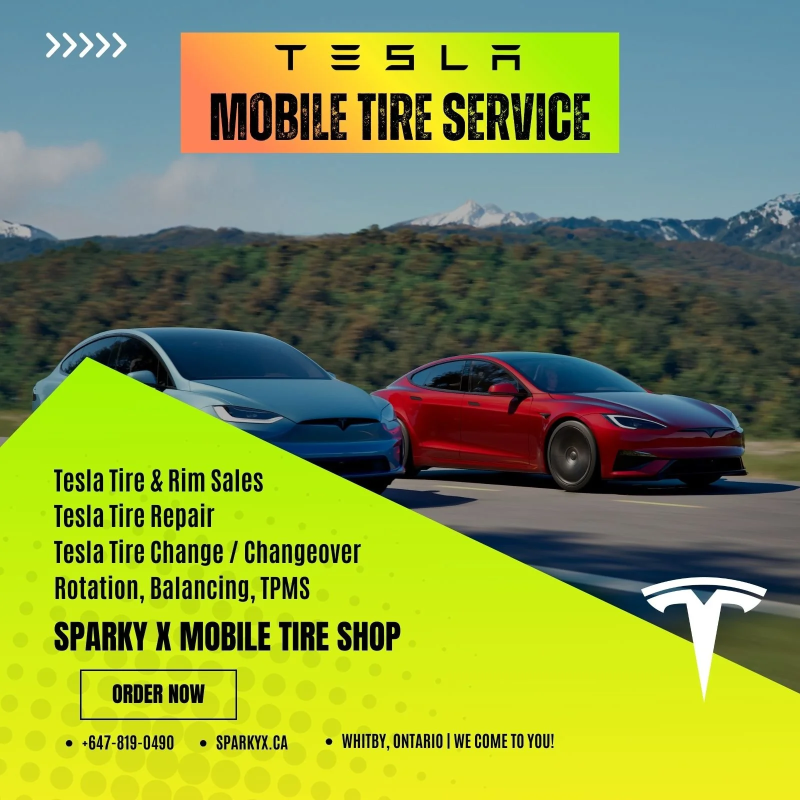 Tesla Mobile Tire Service in Whitby, Ontario