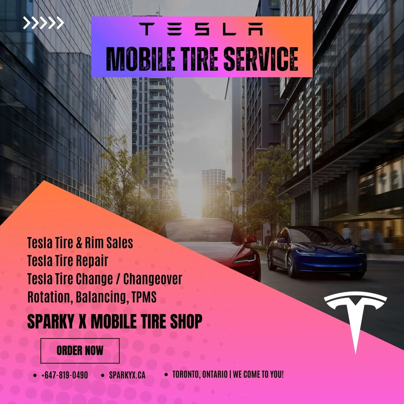 Tesla Mobile Tire Service in Toronto, Ontario