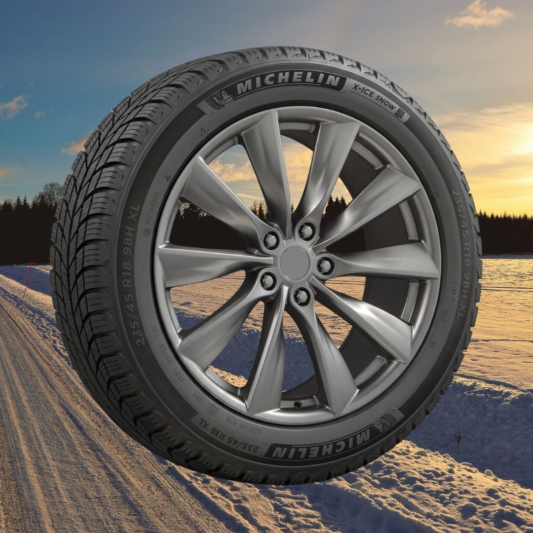 Tesla Model 3 18" Winter Package - Replika R241B Space Grey Rims + Michelin X-Ice Snow EV-Optimized Tires