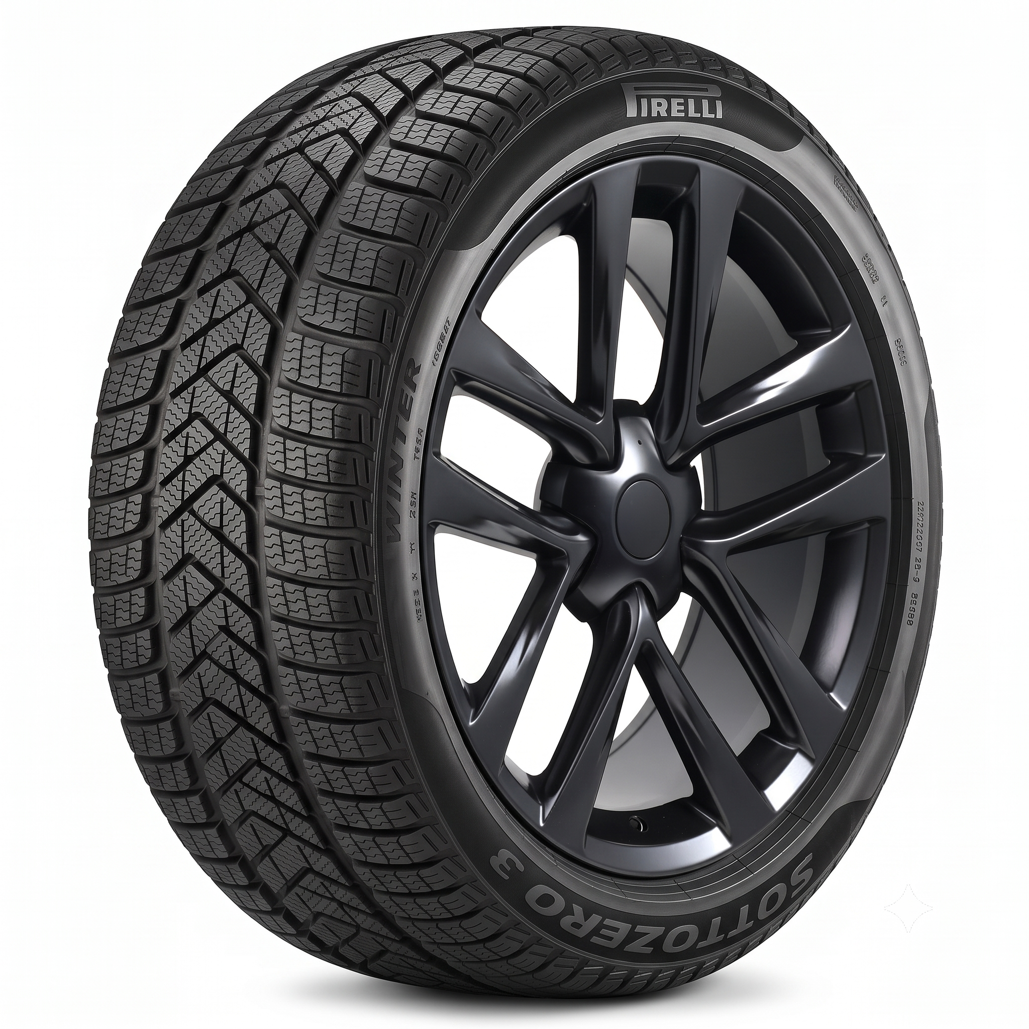Tesla Model Y 19" Winter Package – Replika R264B Satin Black Rims + Pirelli Winter Sottozero 3 Tires (255/45R19)