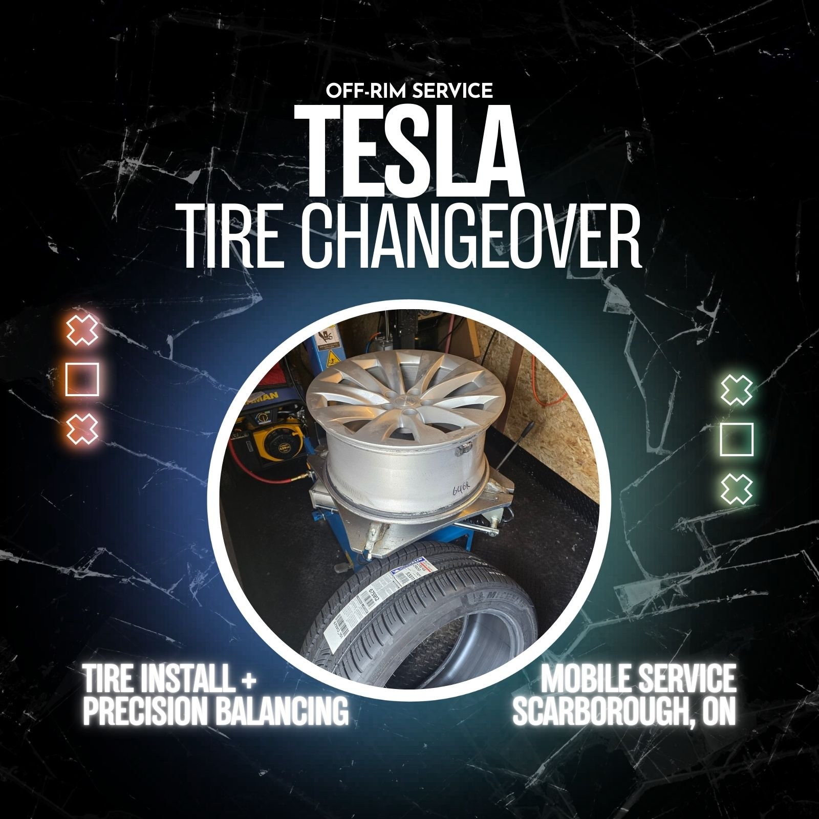 Tesla Mobile Tire Changeover in Scarborough (Off-Rim)