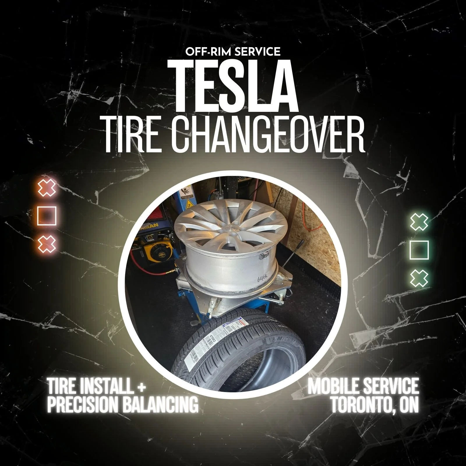 Tesla Mobile Tire Changeover in Toronto (Off-Rim)