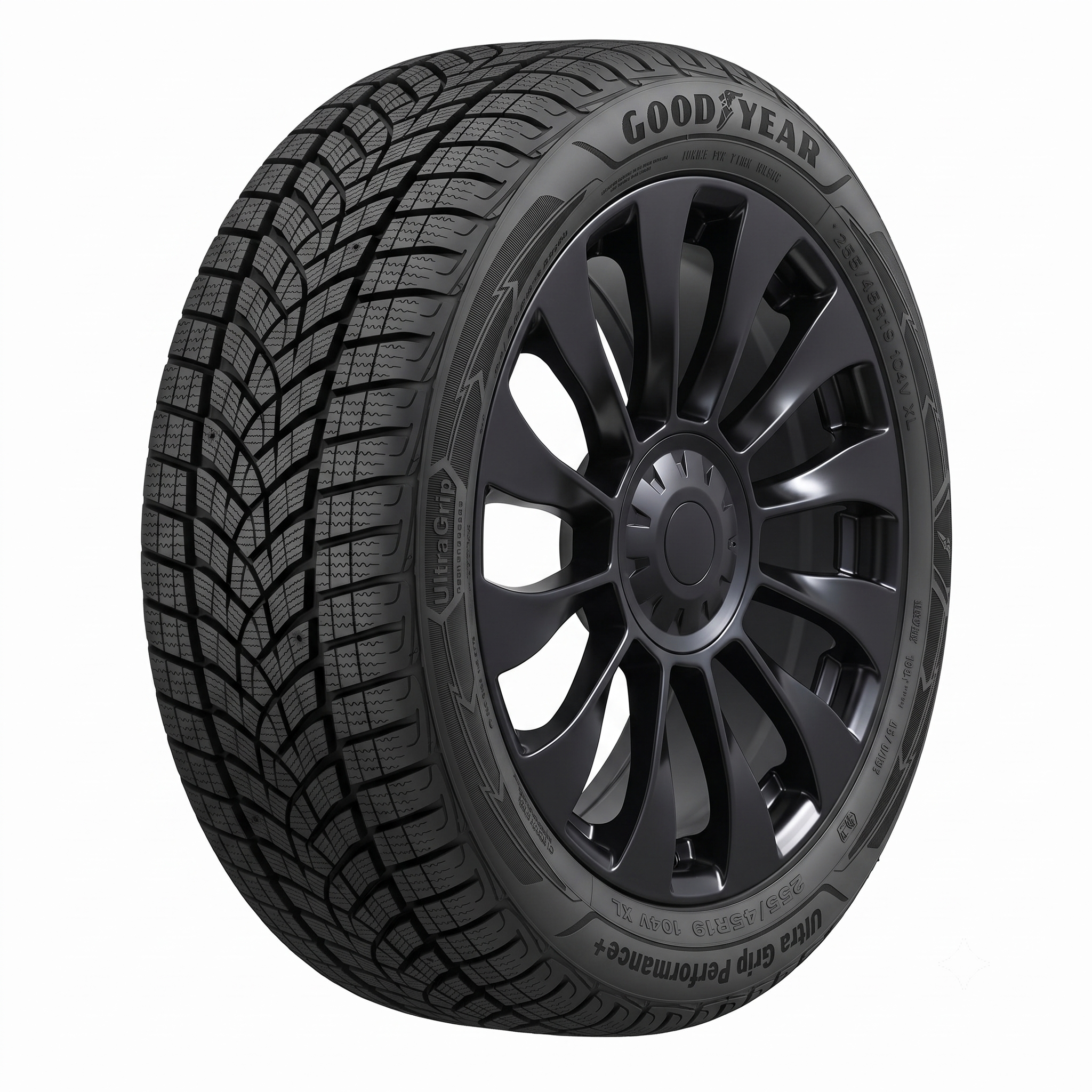 Tesla Model Y 19" Winter Package - Replika R263B Satin Black Rims + Goodyear Ultra Grip Performance+ SCT Tires
