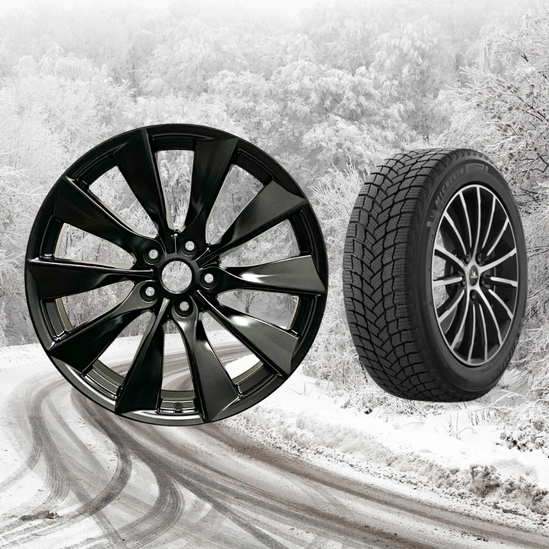 Tesla Model 3 18" Winter Package - TS3GB Gloss Black Rims + Michelin X-Ice Snow Tires