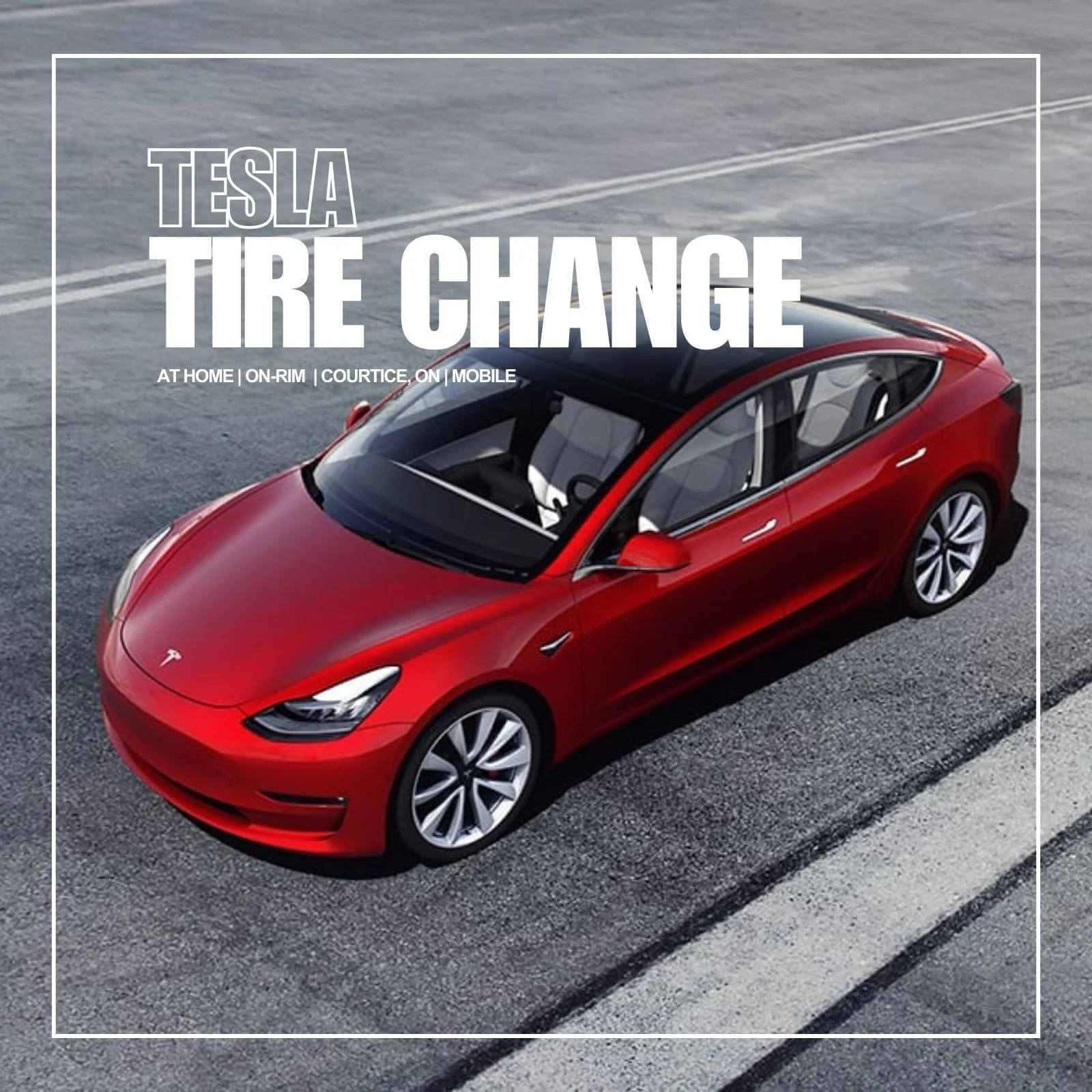Tesla Mobile Tire Change in Courtice (On-Rim)