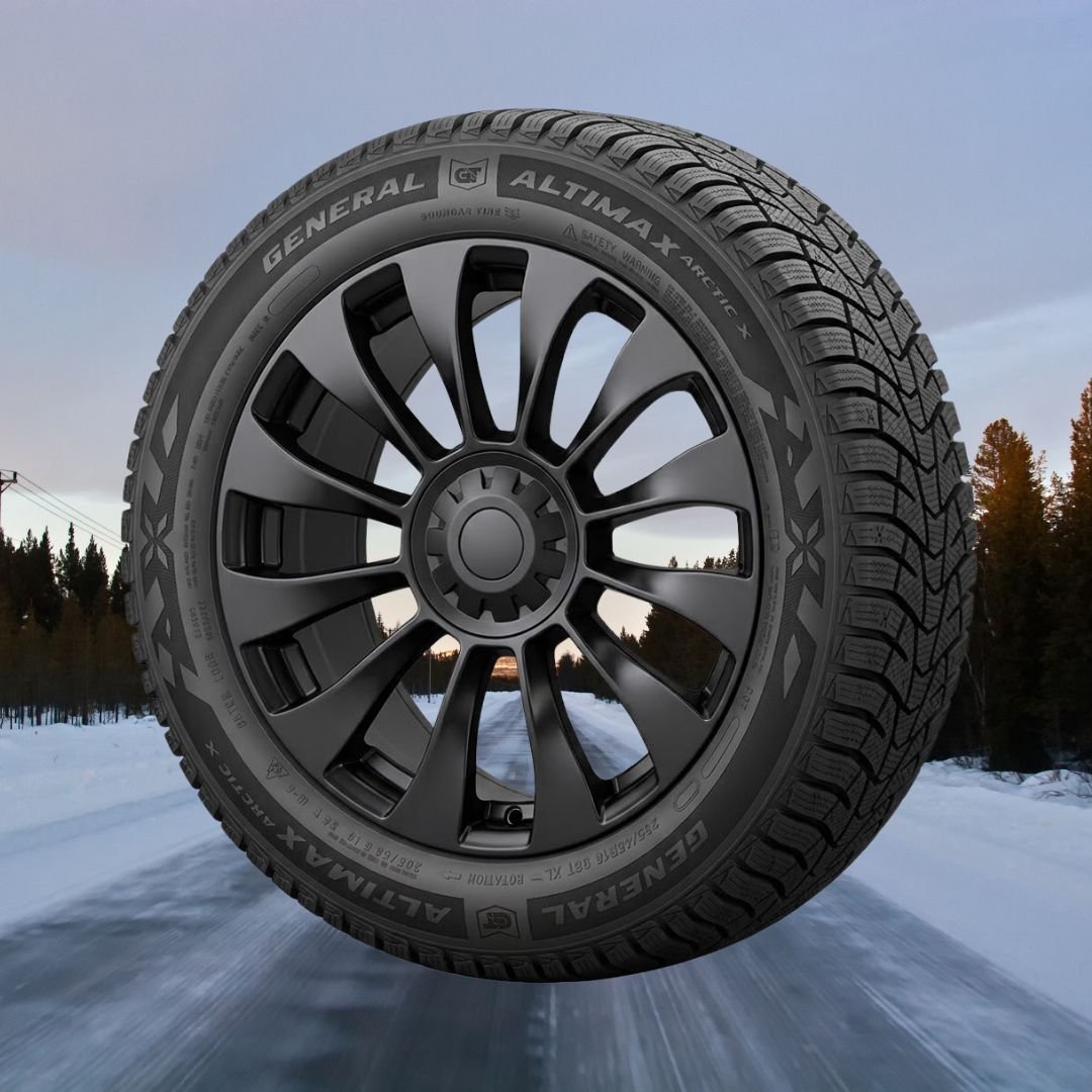 Tesla Model 3 18" Winter Package - Replika R263B Satin Black Rims + General Altimax Arctic X EV-Rated Tires