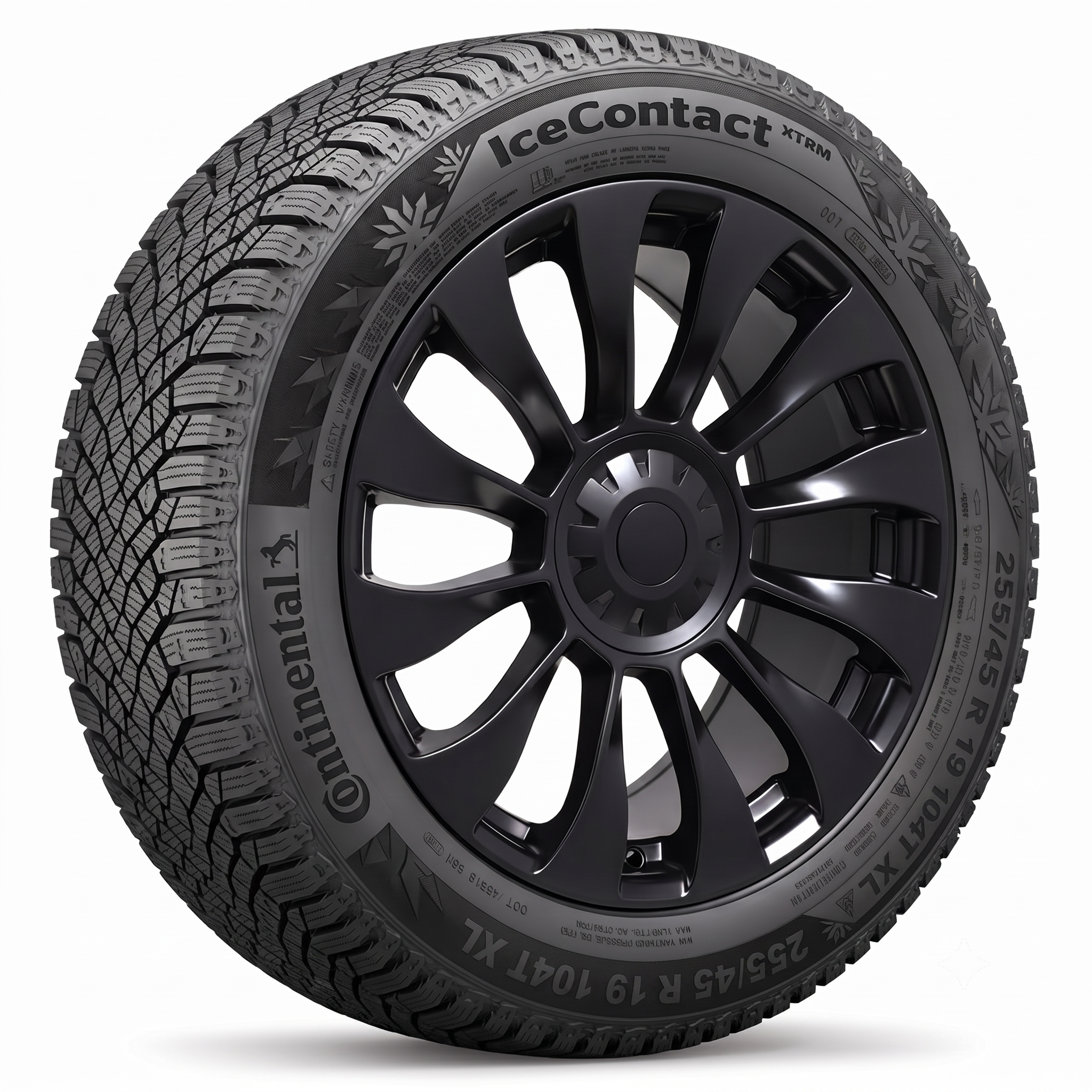 Tesla Model Y 19" Winter Package - Replika R263B Satin Black Rims + Continental IceContact XTRM Tires