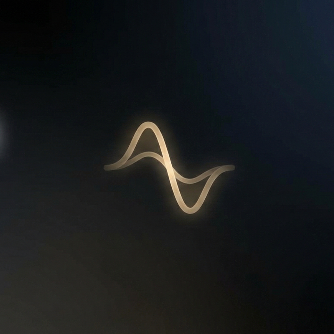 Abstract glowing beige wave pattern on dark background