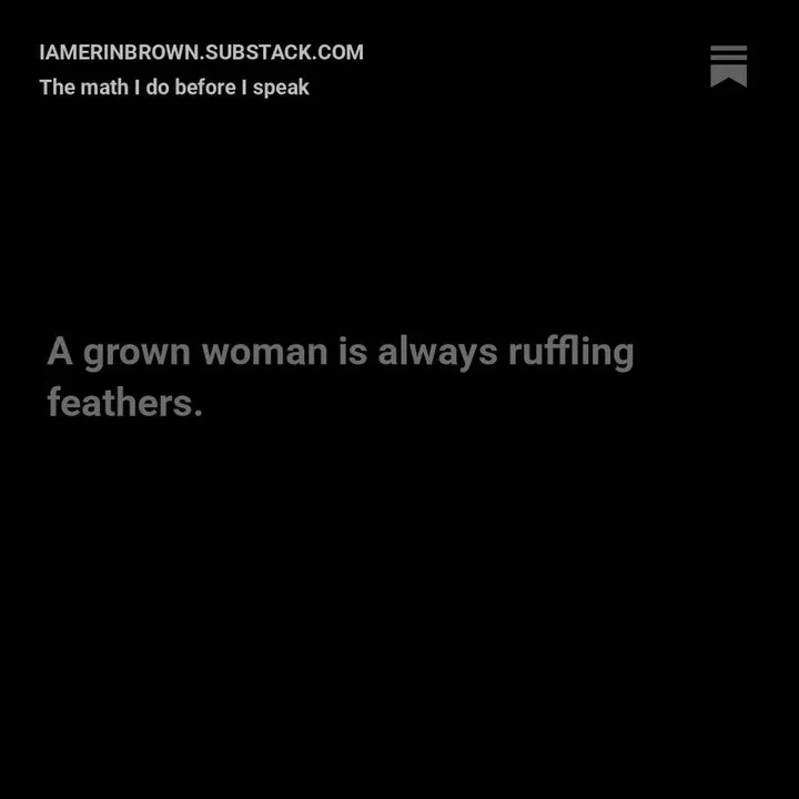 This one is about the mental math of naming a problem and being painted as one or consuming the cost to your body of ongoing disrespect.

I&rsquo;ve moved much of my long form content to substack. It&rsquo;s free and a shot at maintaining my voice in