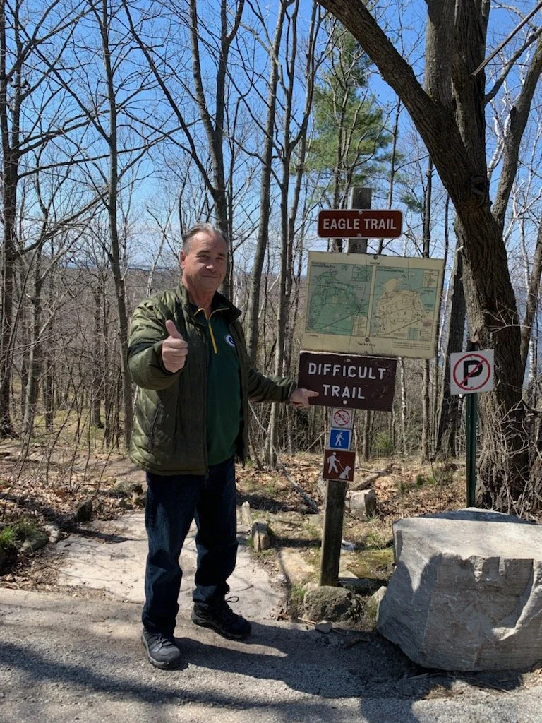 Jack Holzman on Eagle Trail giving a thumbs up.