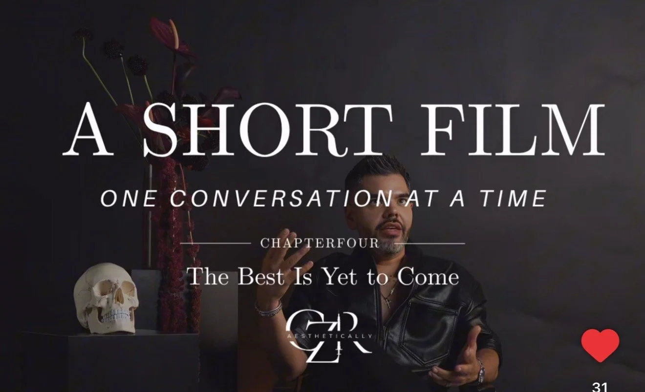 Promotional image for a short film titled 'The Best Is Yet to Come' with a man talking, dark background, flowers, skull, and a red heart icon with 31 likes.