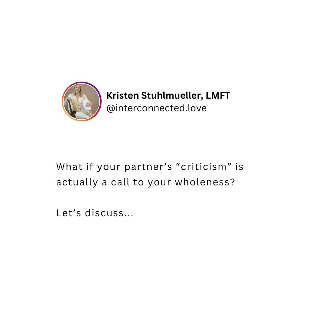 What if your partner&rsquo;s &ldquo;criticism&rdquo; isn&rsquo;t rejection&hellip; but a mirror reflecting back the parts of you that want to be reclaimed?

As children, we learned to hide the parts of ourselves that felt unsafe to express&mdash; May