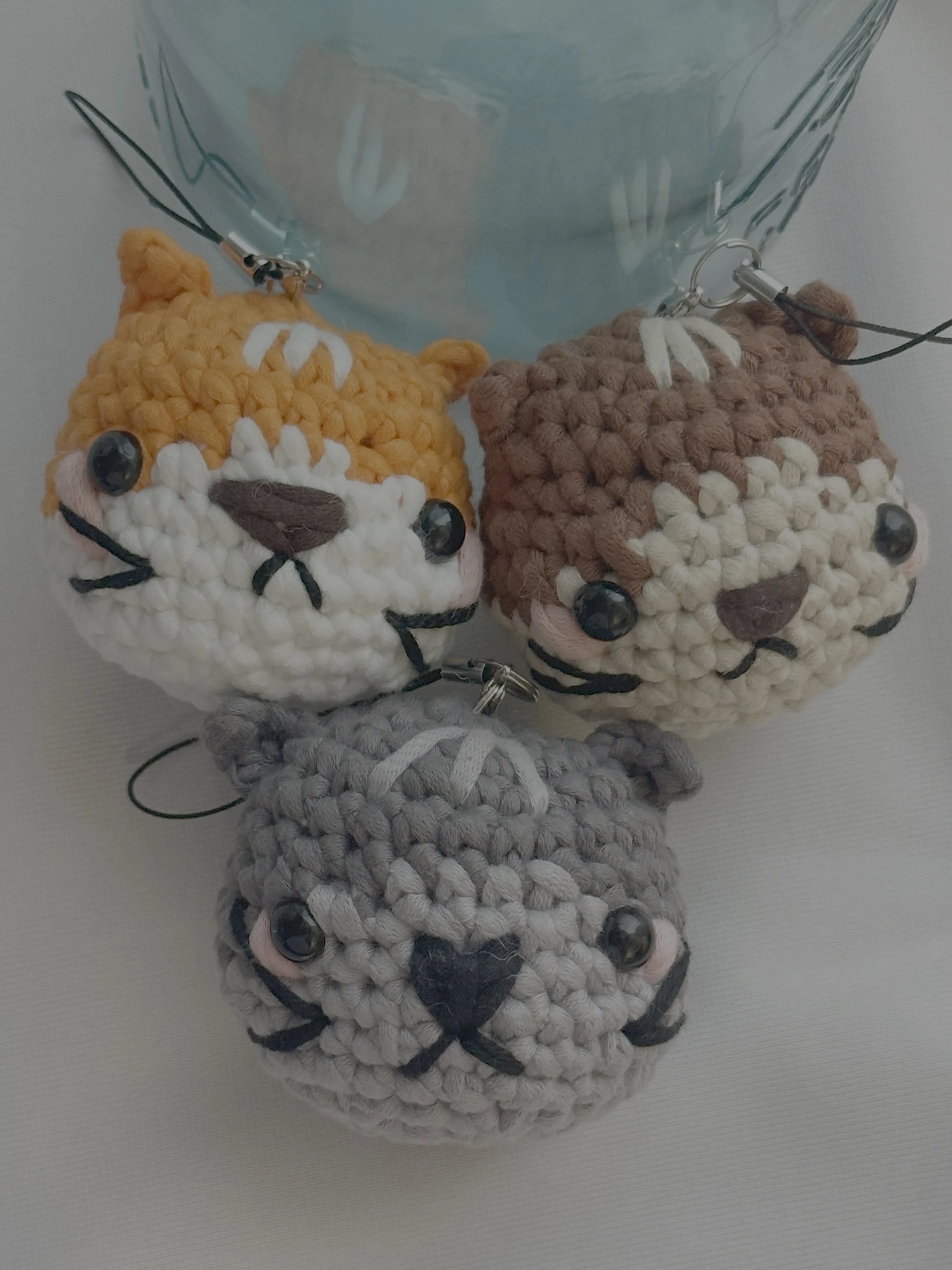 Crochet Cat Head Ornament/ Bag Charm - Handmade Yarn Amigurimi