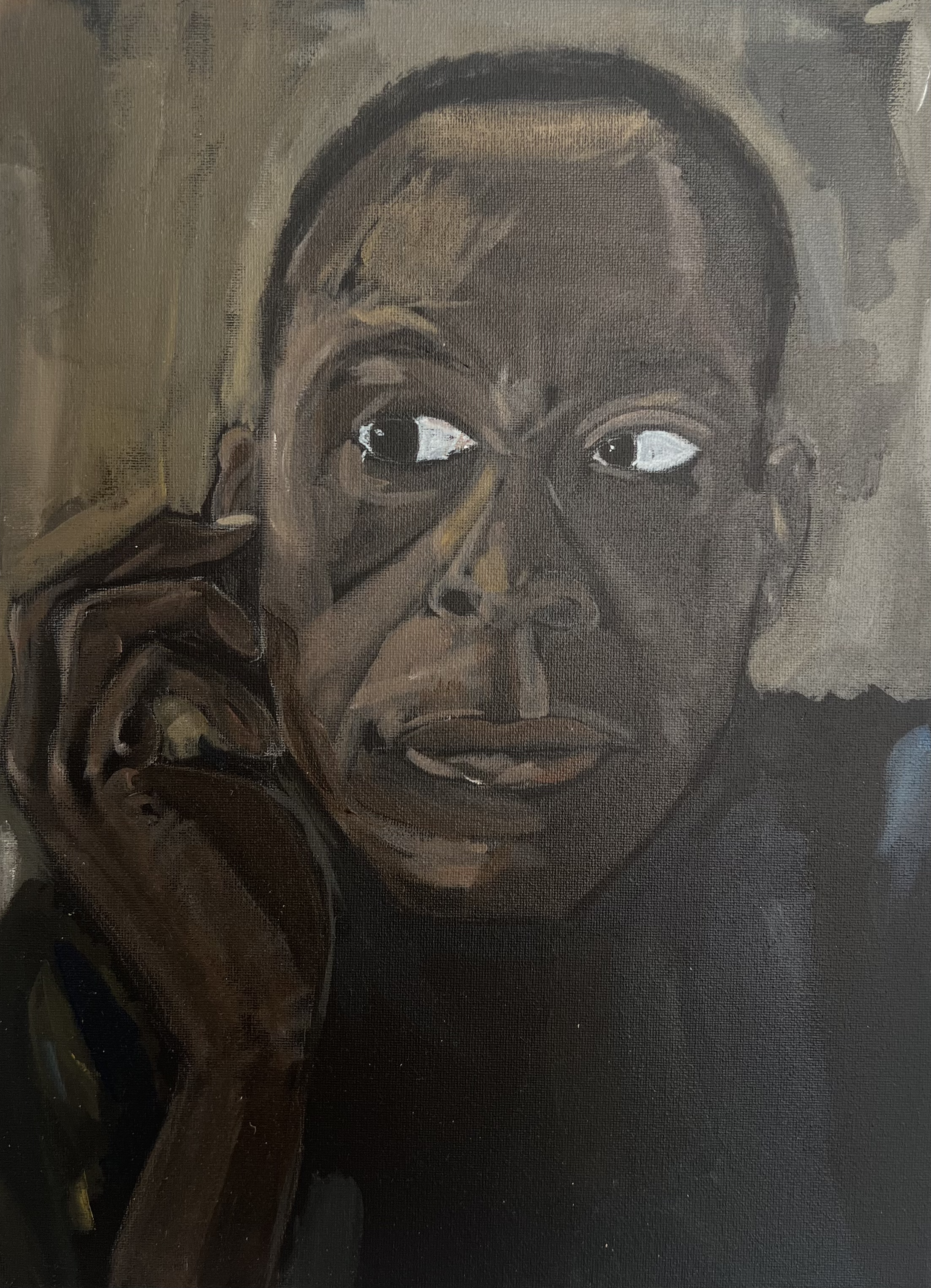 “Diplomat” 2025, acrylic and oilstick on canvas, 30 x 40 cm. Sold