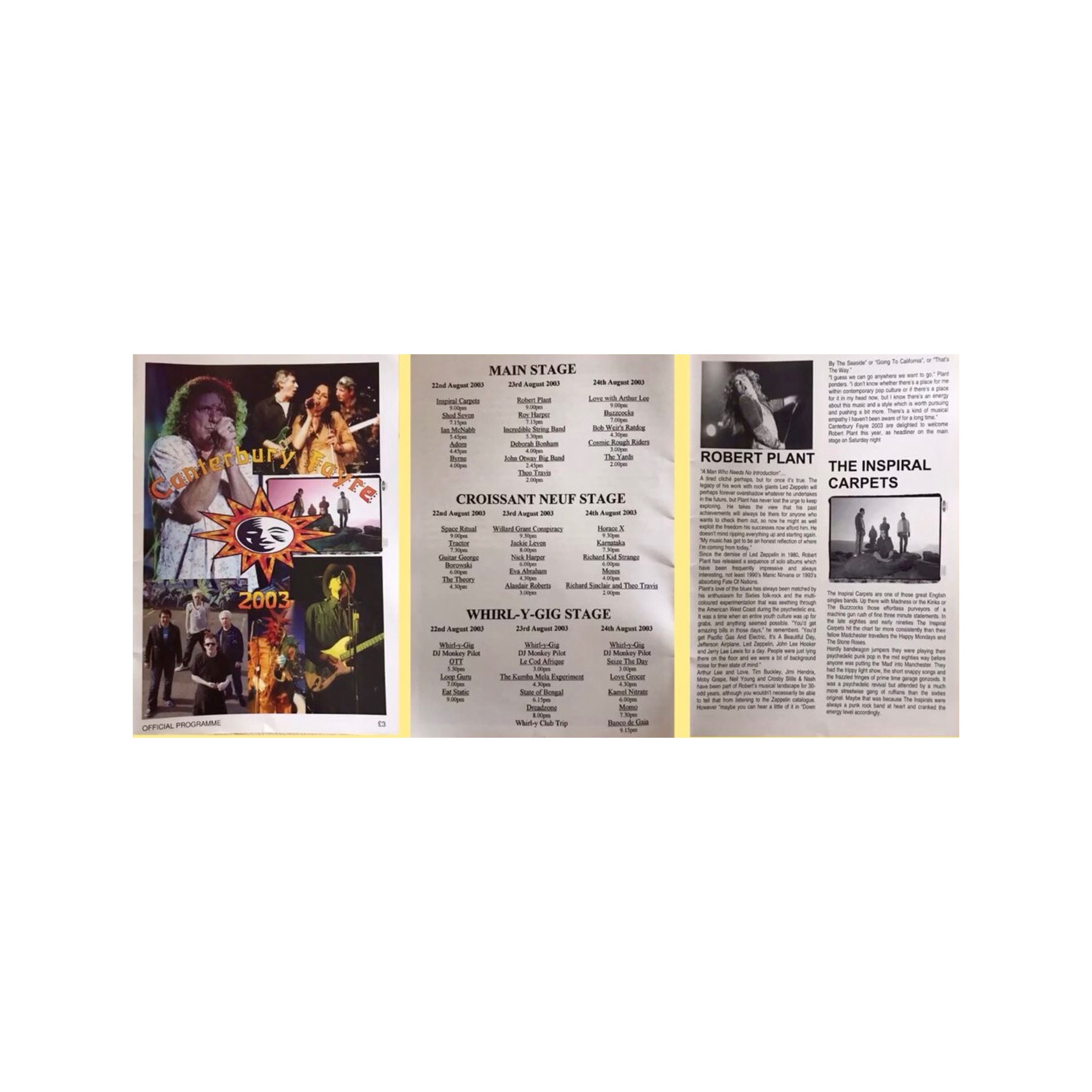 8/23-24/2003 UK Canterbury Frey Festival Programme at Mount Ephraim Gardens, Faversham