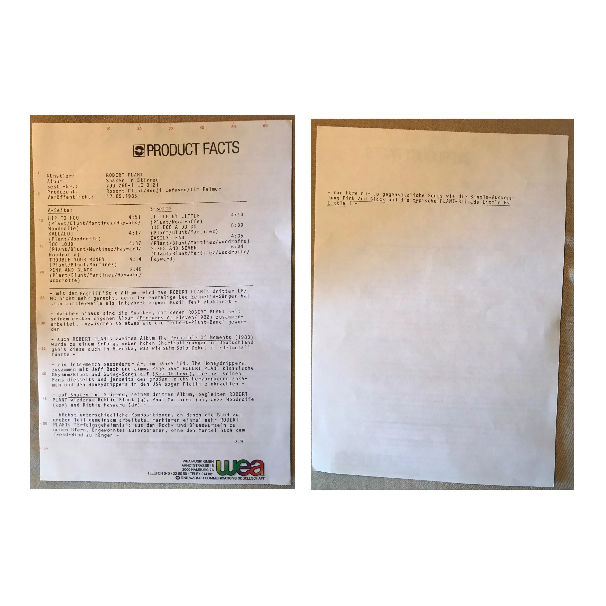 1990 ‘Shaken N Stirred’Original German Press Release