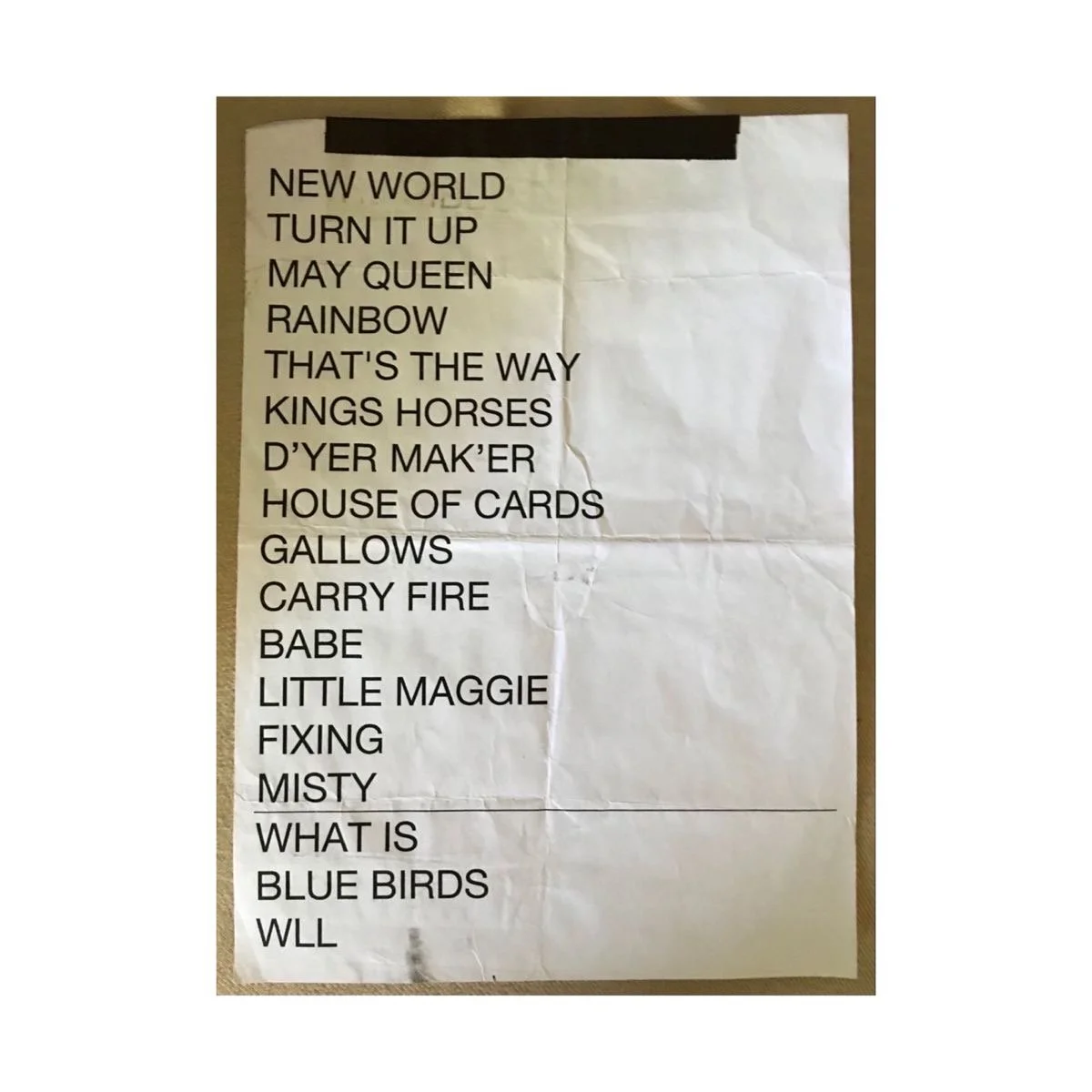 2017 Concert Setlist