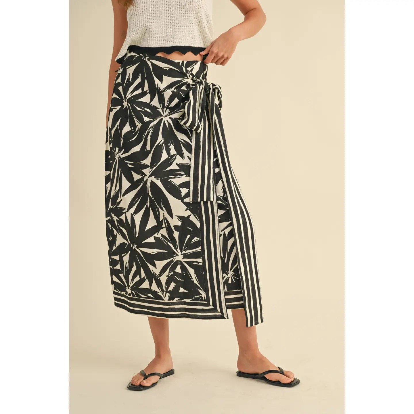 Maya Floral Print Linen Wrap Skirt