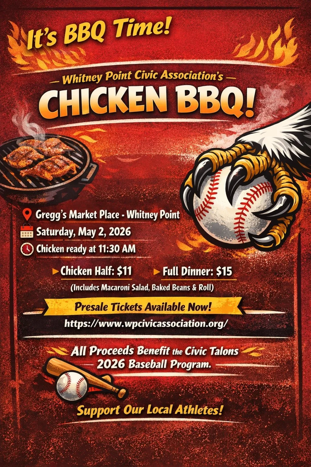 2026 Talons Baseball Chicken BBQ