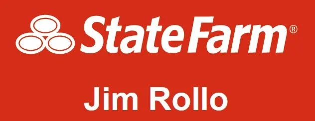State Farm Jim Rollo business card in red and white